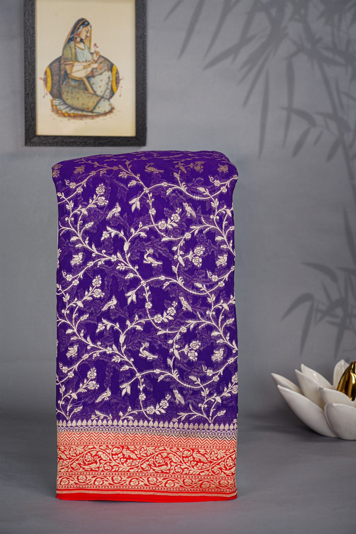 Kaddi Georgette Purple Saree