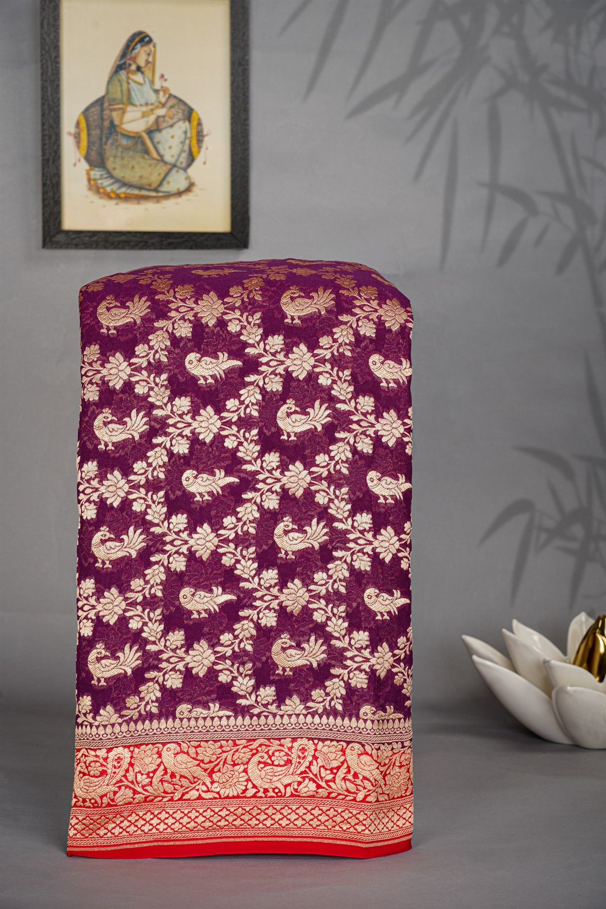 Kaddi Georgette Wine Saree