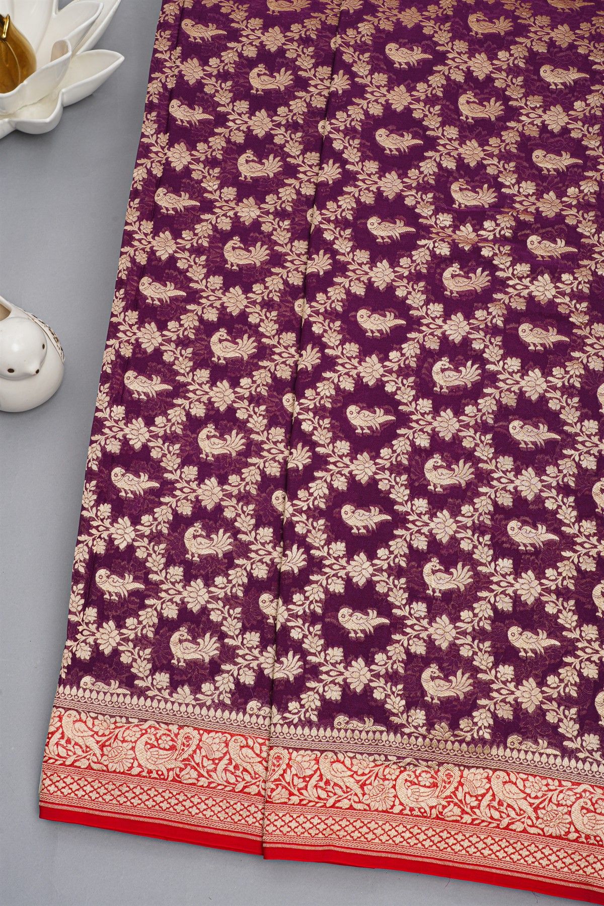 Kaddi Georgette Wine Saree