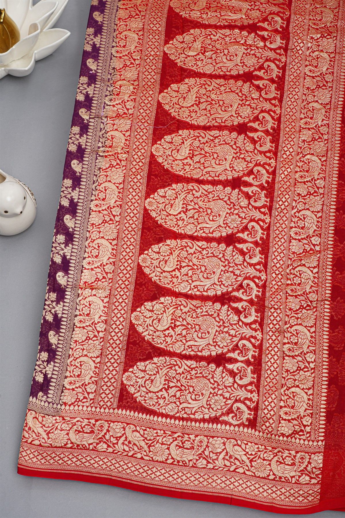 Kaddi Georgette Wine Saree