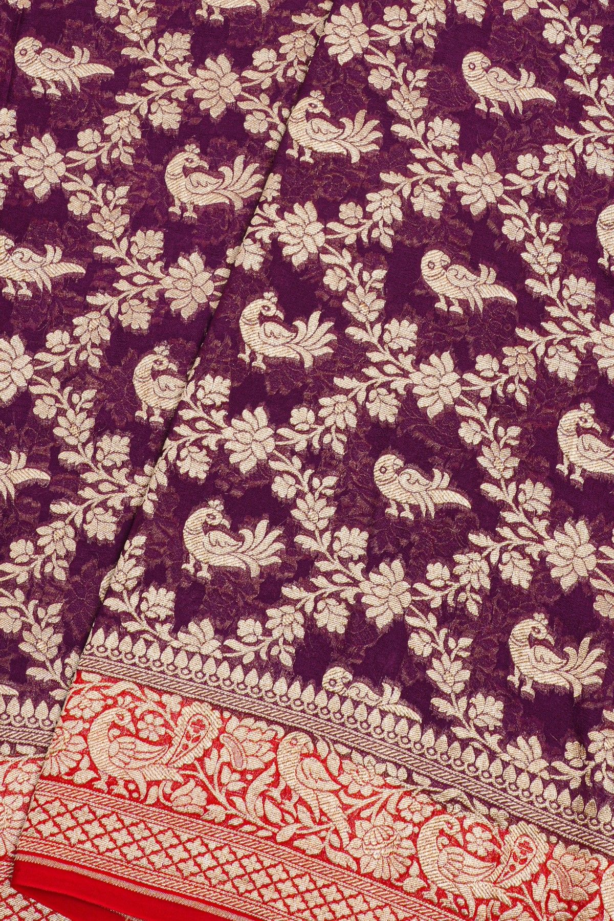 Kaddi Georgette Wine Saree