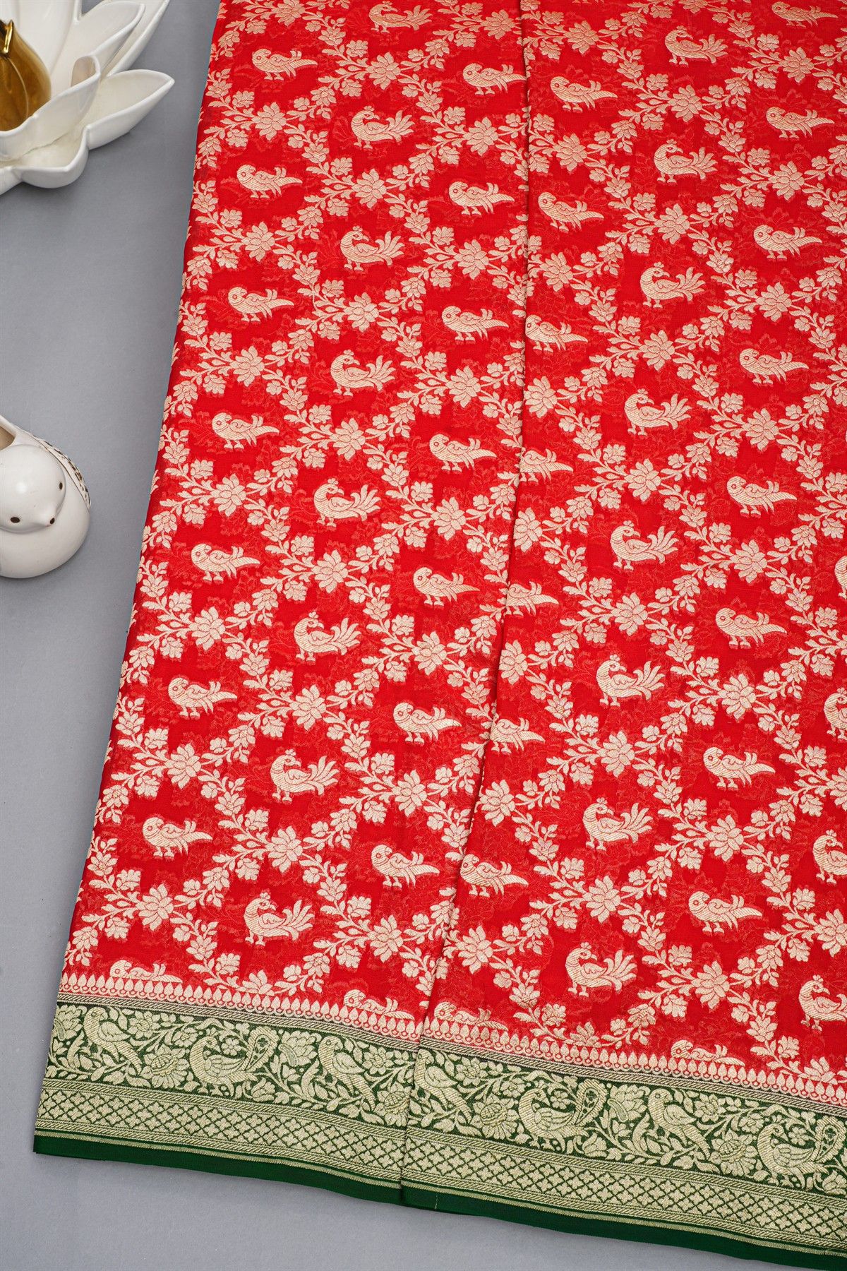 Kaddi Georgette Red Saree