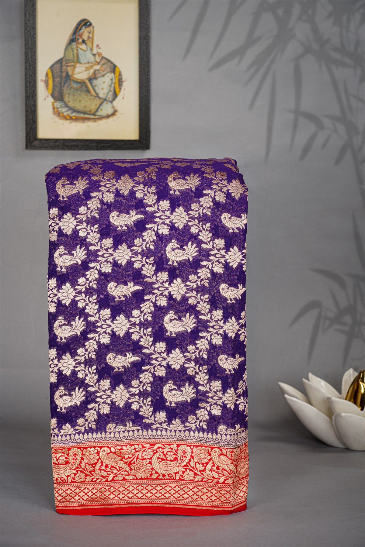 Kaddi Georgette Navy Blue saree