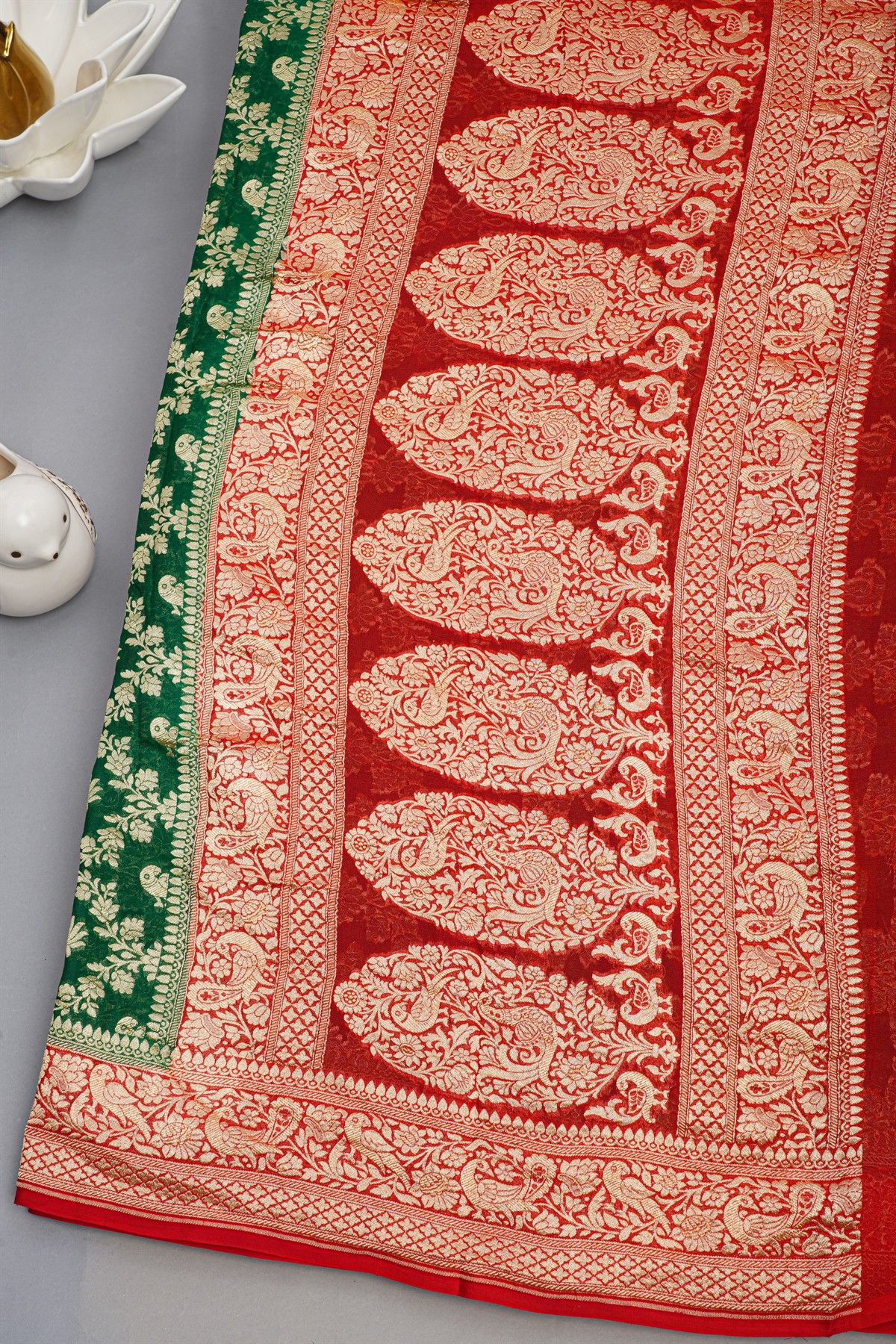 Kaddi Georgette Bottle Green Saree