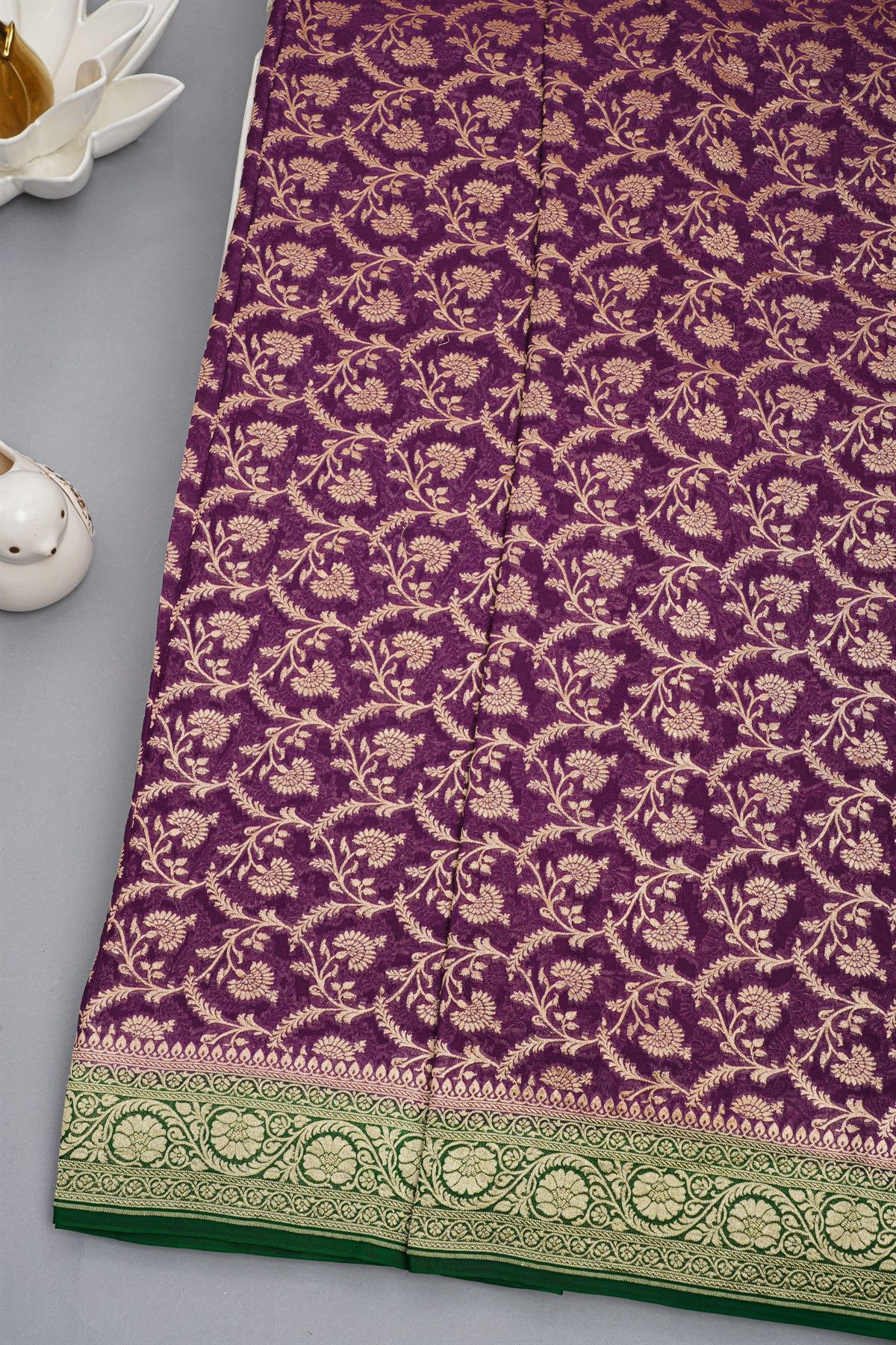 Kaddi Gerogette Wine Saree