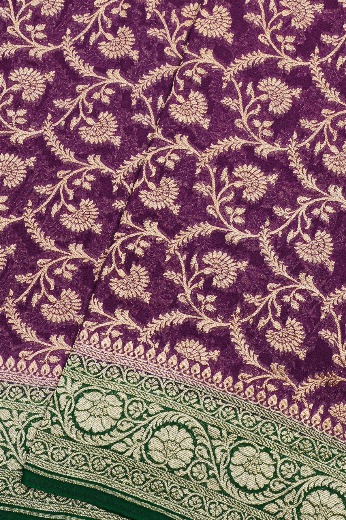 Kaddi Gerogette Wine Saree