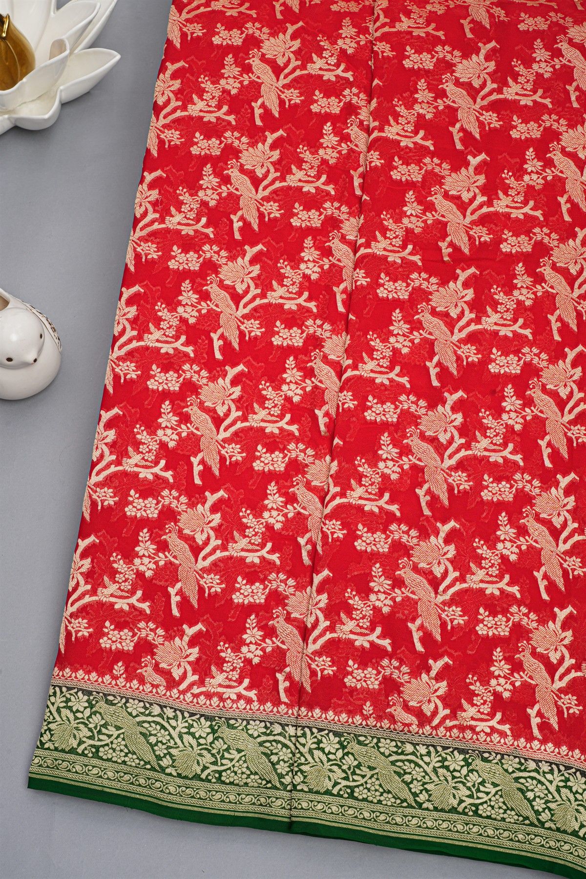 Kaddi Georgette Red Saree