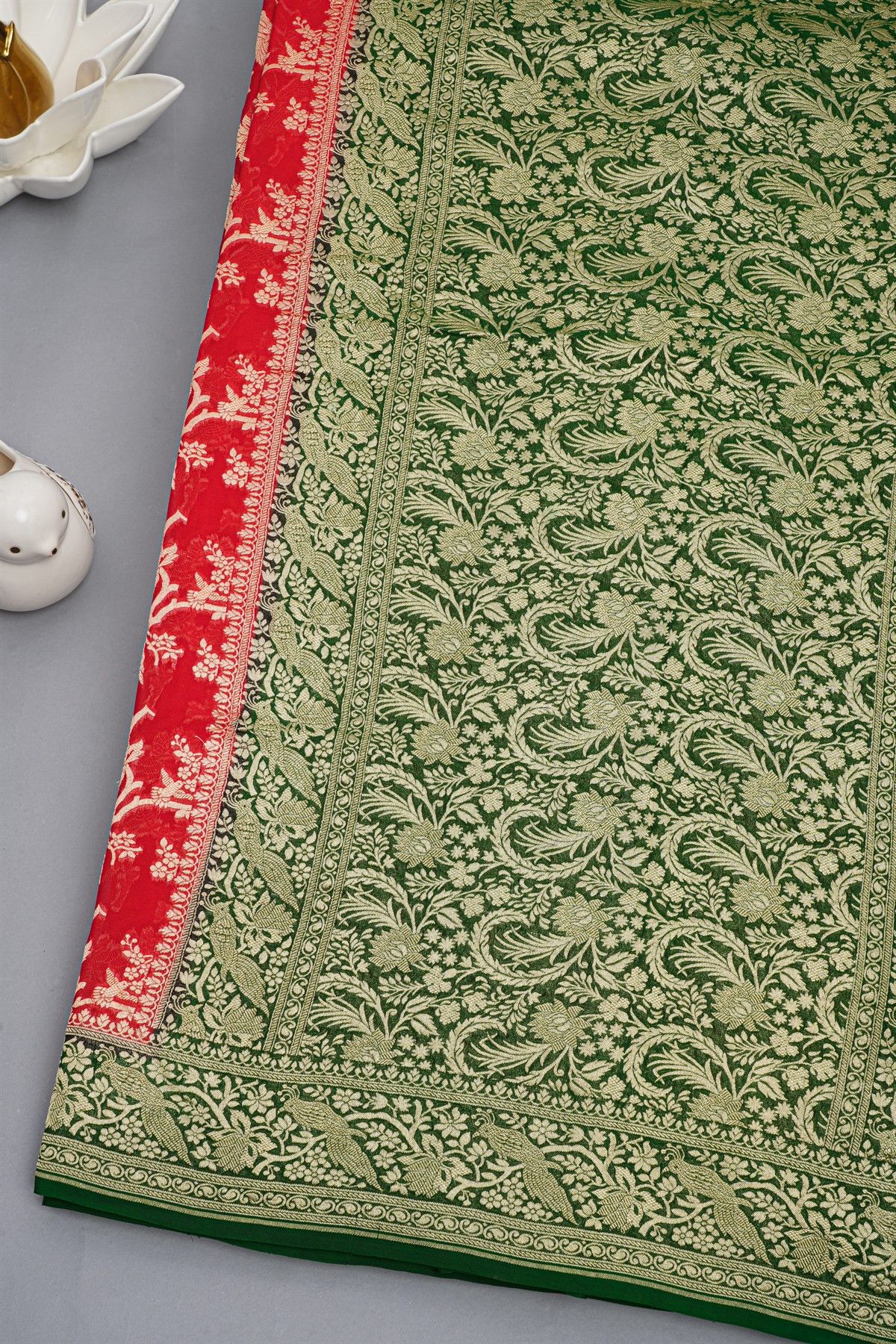 Kaddi Georgette Red Saree