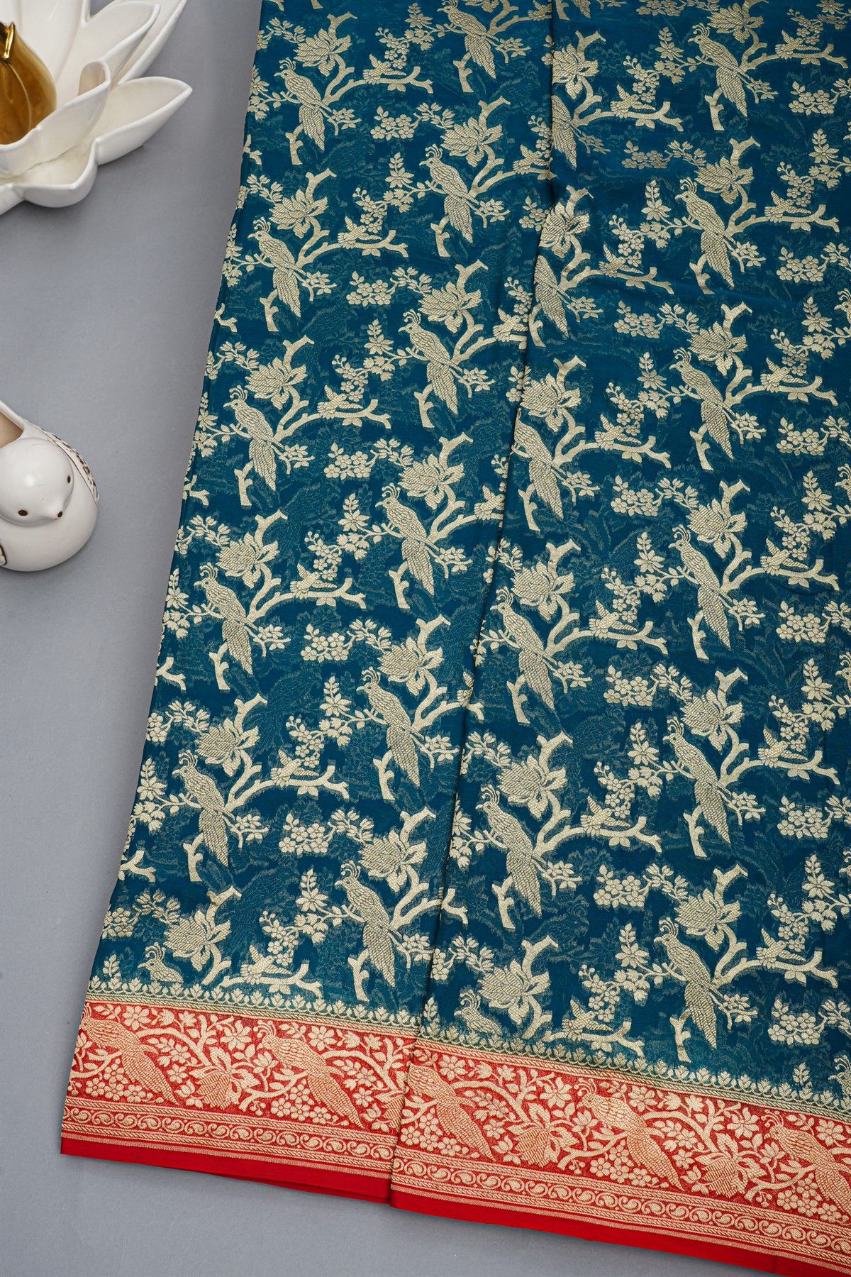 Kaddi Georgette Teal Blue Saree