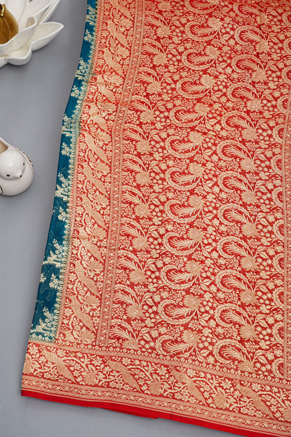 Kaddi Georgette Teal Blue Saree