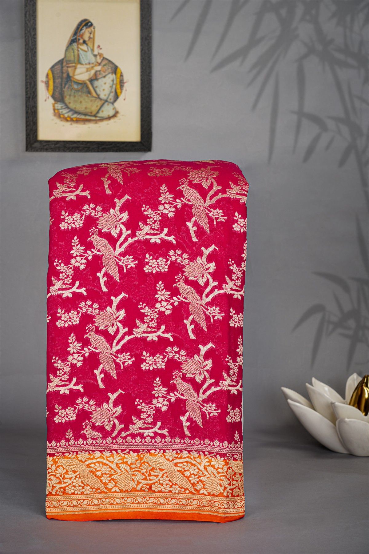 Kaddi Georgette Deep Magenta Saree