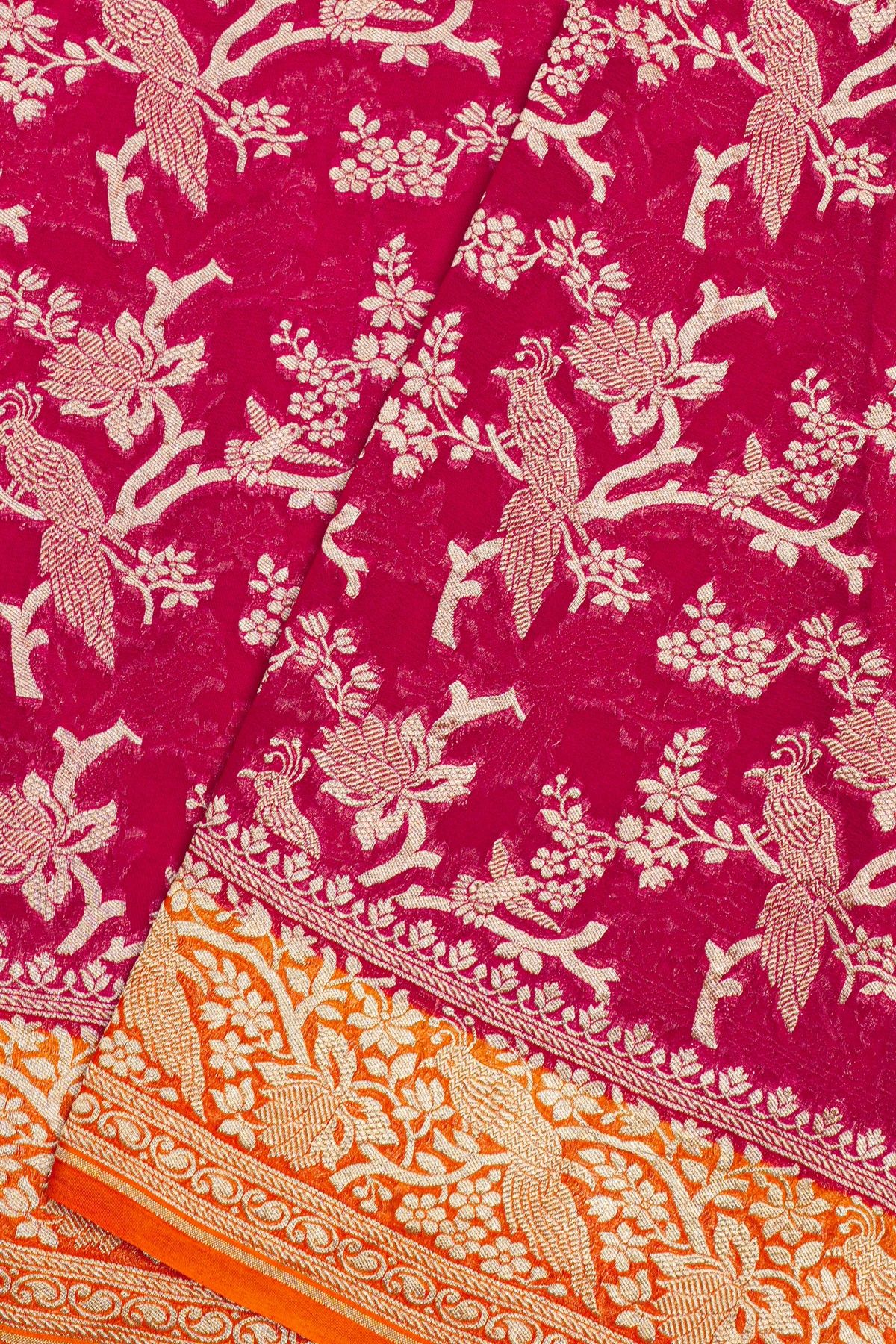 Kaddi Georgette Deep Magenta Saree