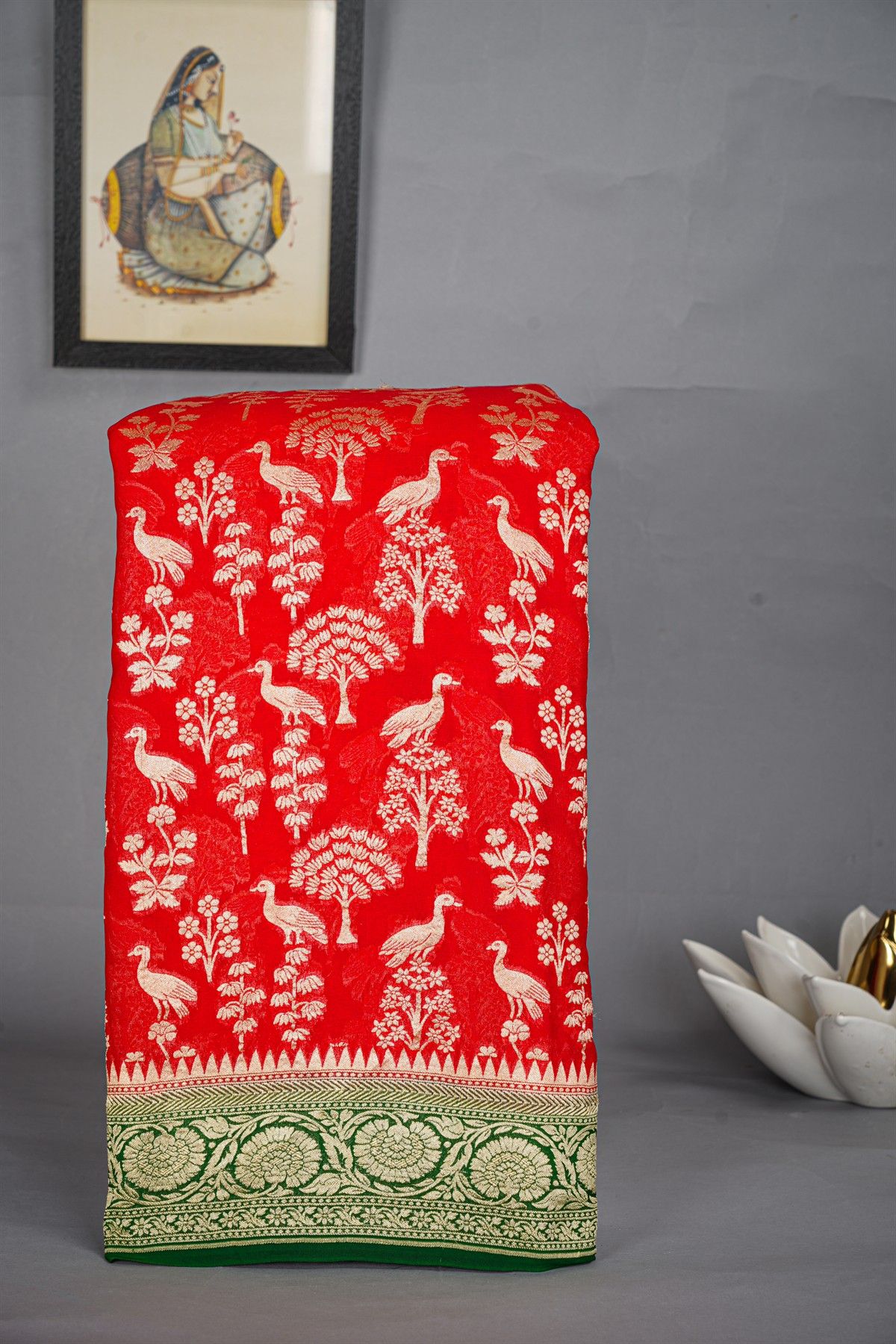 Kaddi Georgette Red Saree