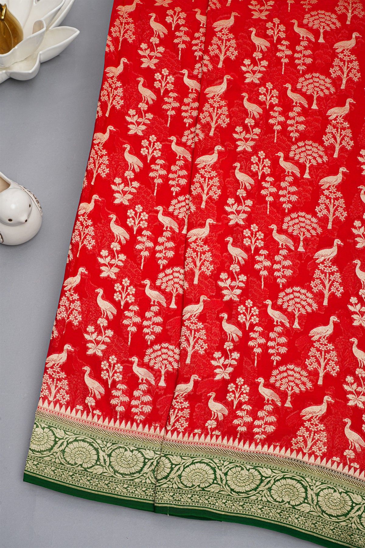 Kaddi Georgette Red Saree