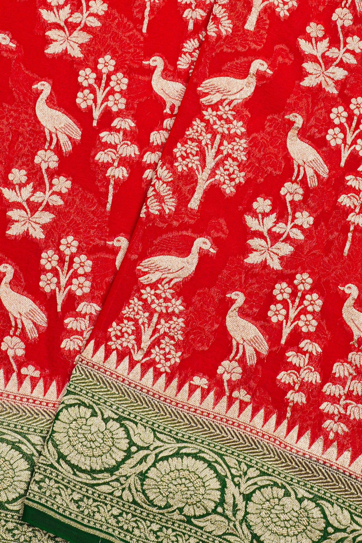 Kaddi Georgette Red Saree