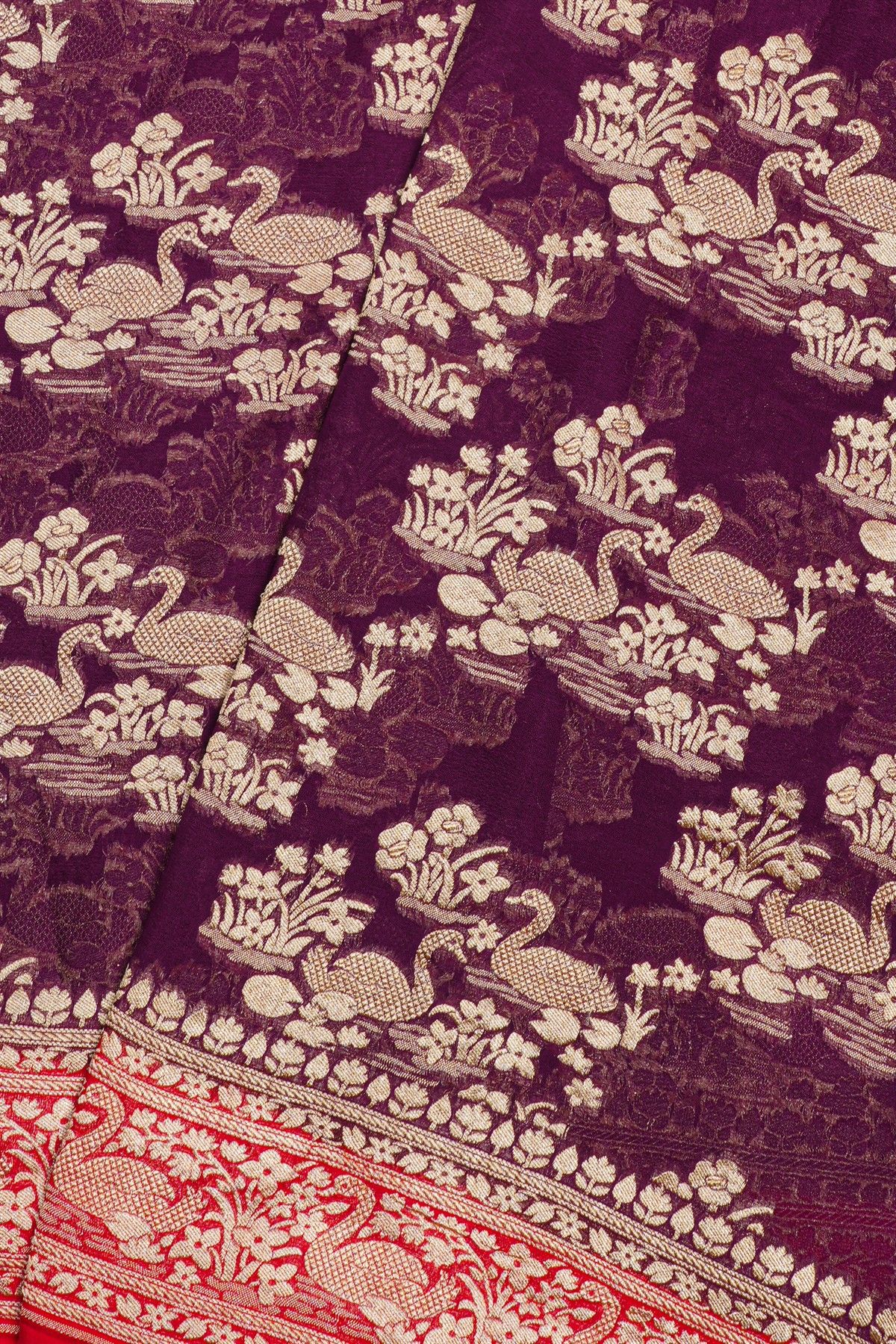 Kaddi Georgette Wine Saree