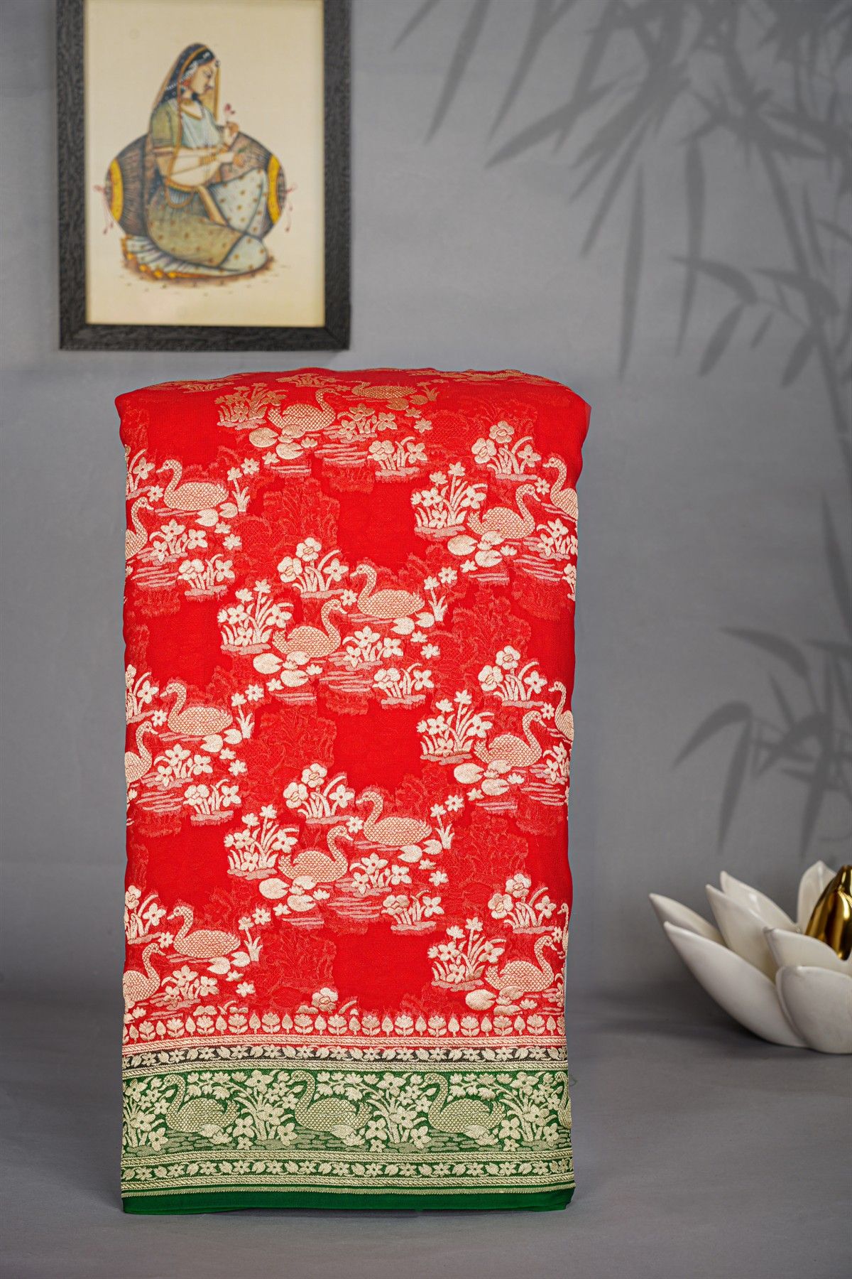 kaddi Georgette Red Saree