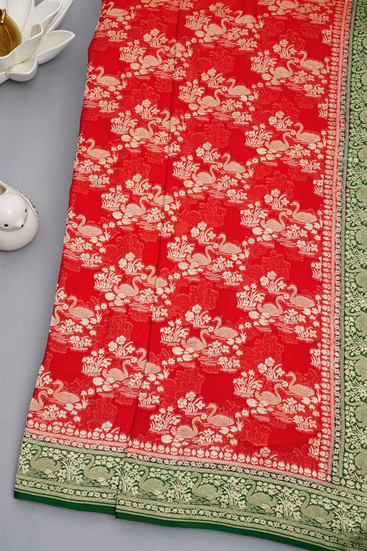 kaddi Georgette Red Saree