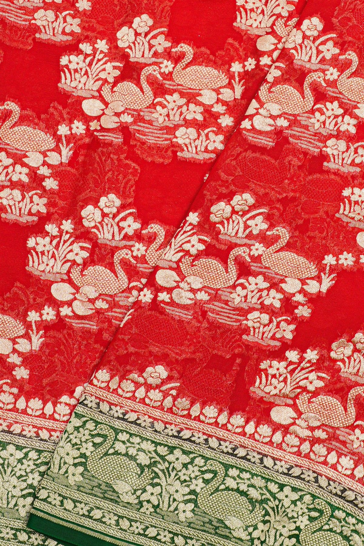 kaddi Georgette Red Saree