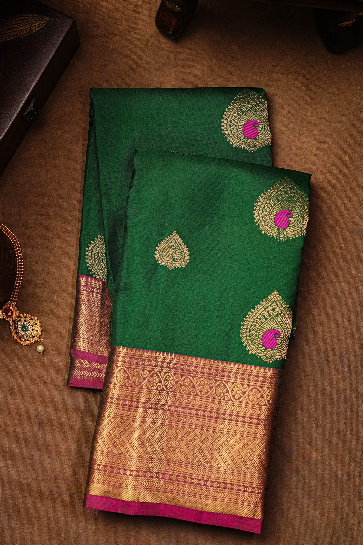 Coimbatore Soft Silk Bottle Green Saree