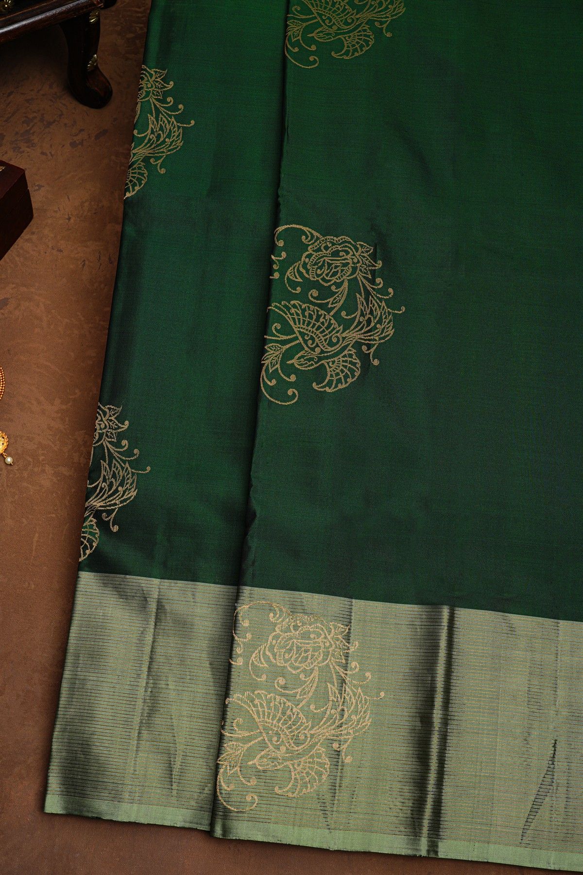 Coimbatore Soft Silk  Bottle Green Saree