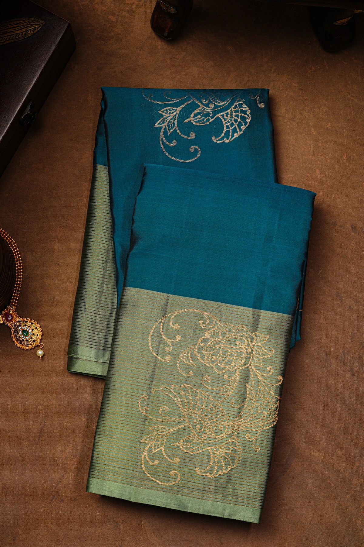 Coimbatore Soft Silk Teal Blue Saree