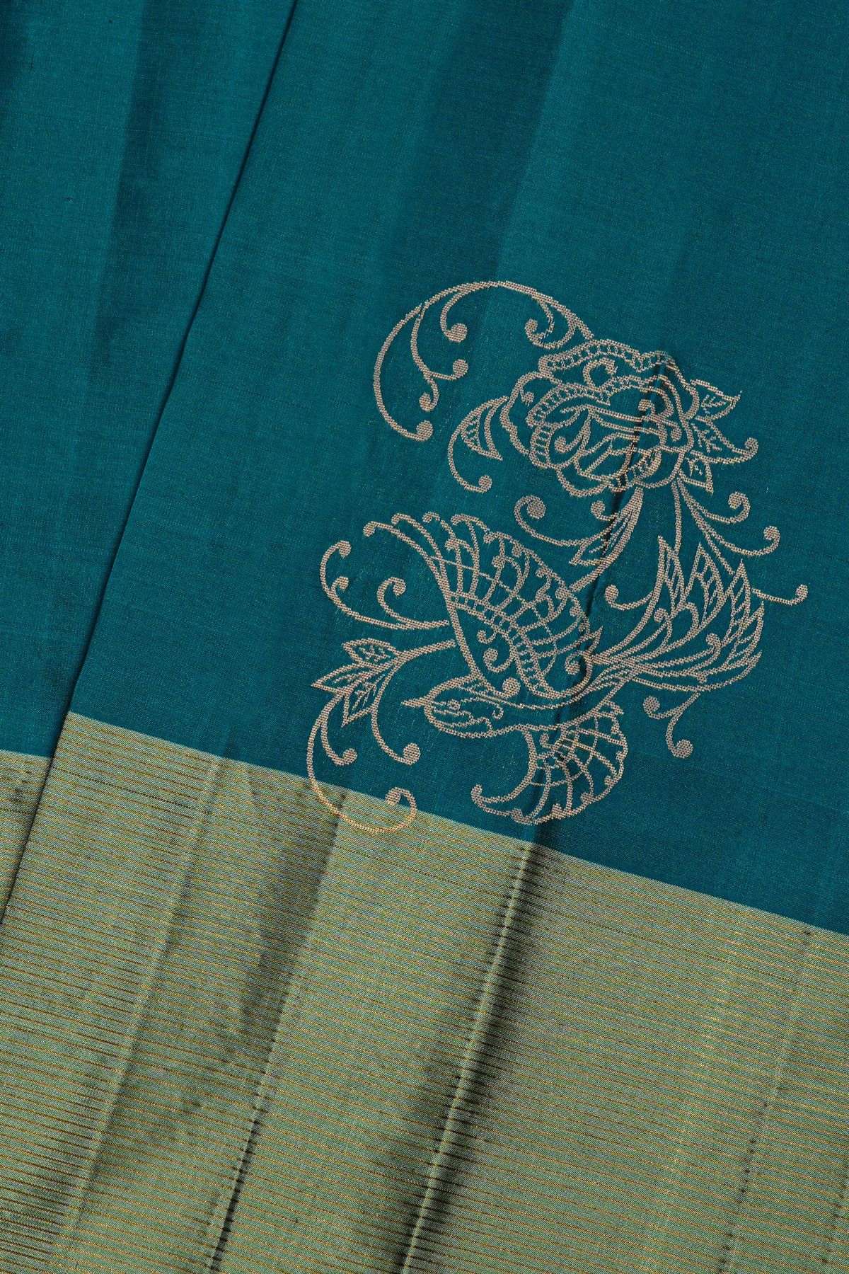 Coimbatore Soft Silk Teal Blue Saree