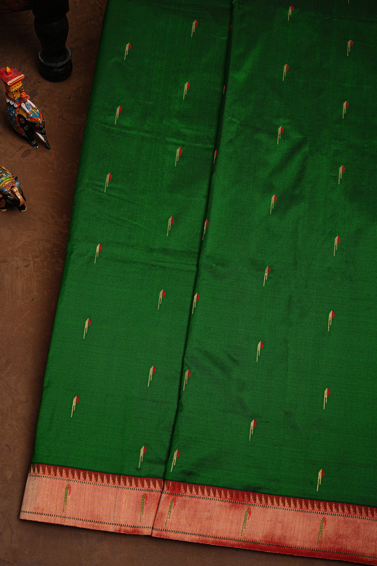 Paithani Silk Bottle Green Saree