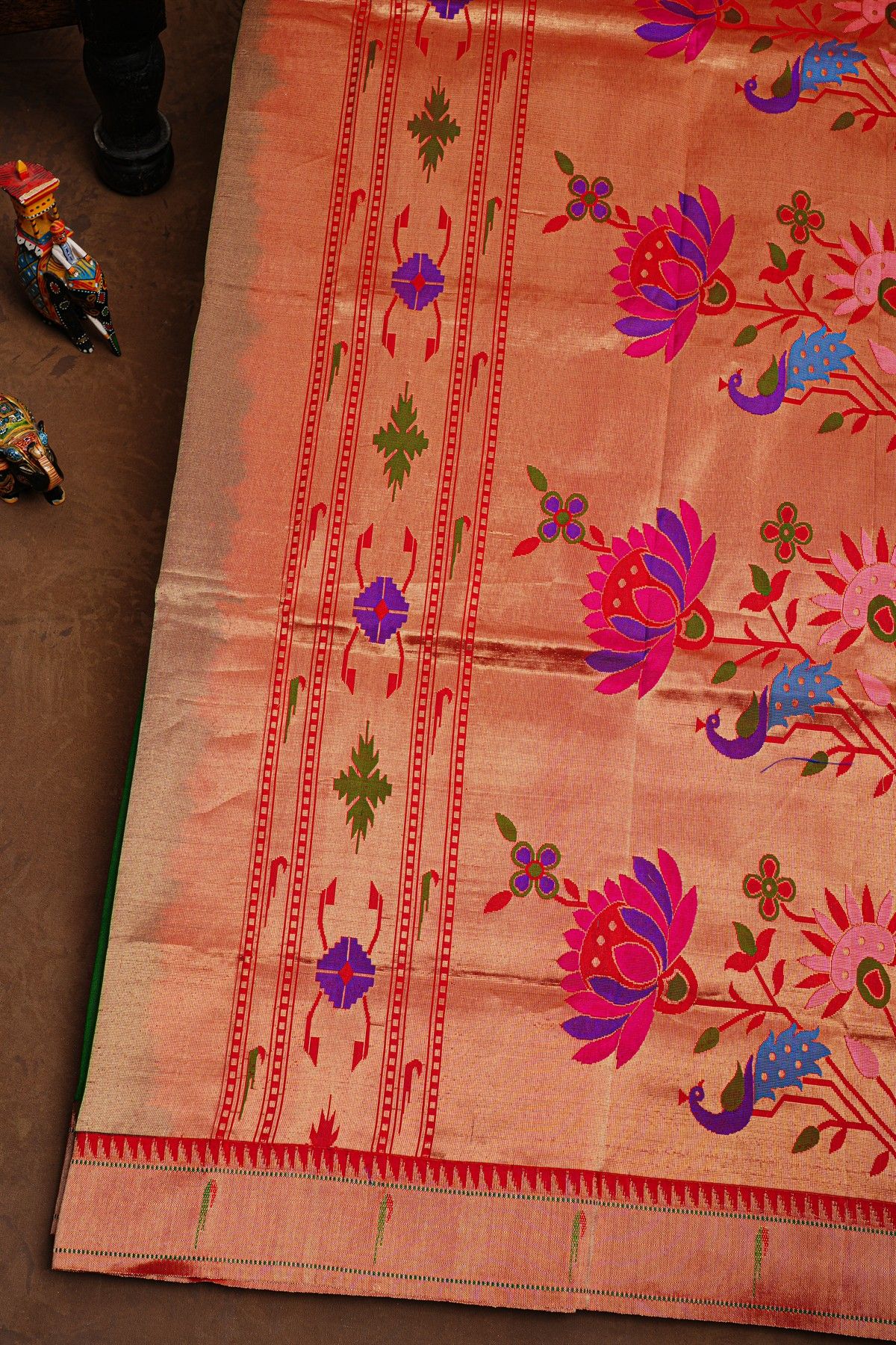 Paithani Silk Bottle Green Saree