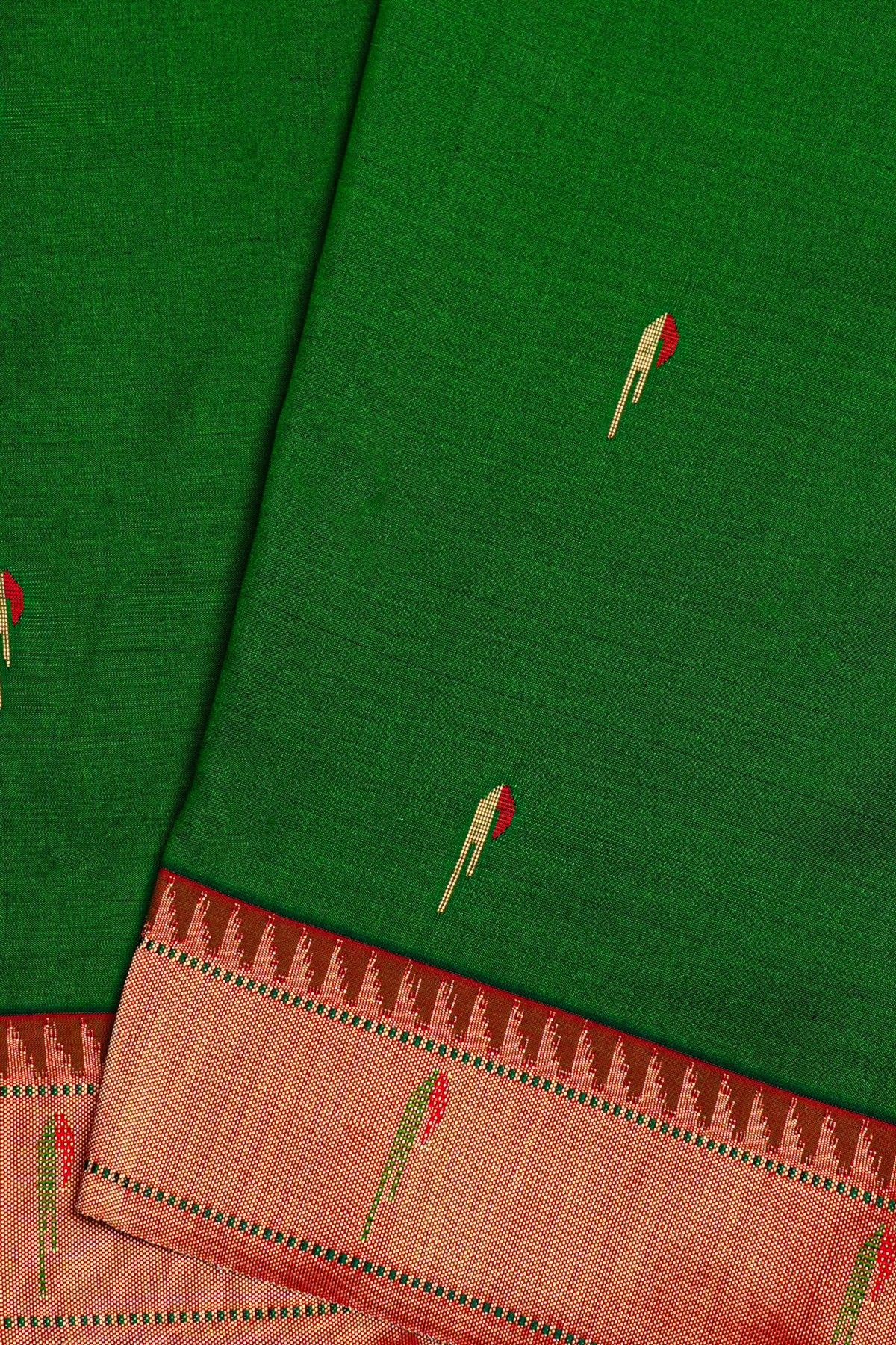 Paithani Silk Bottle Green Saree