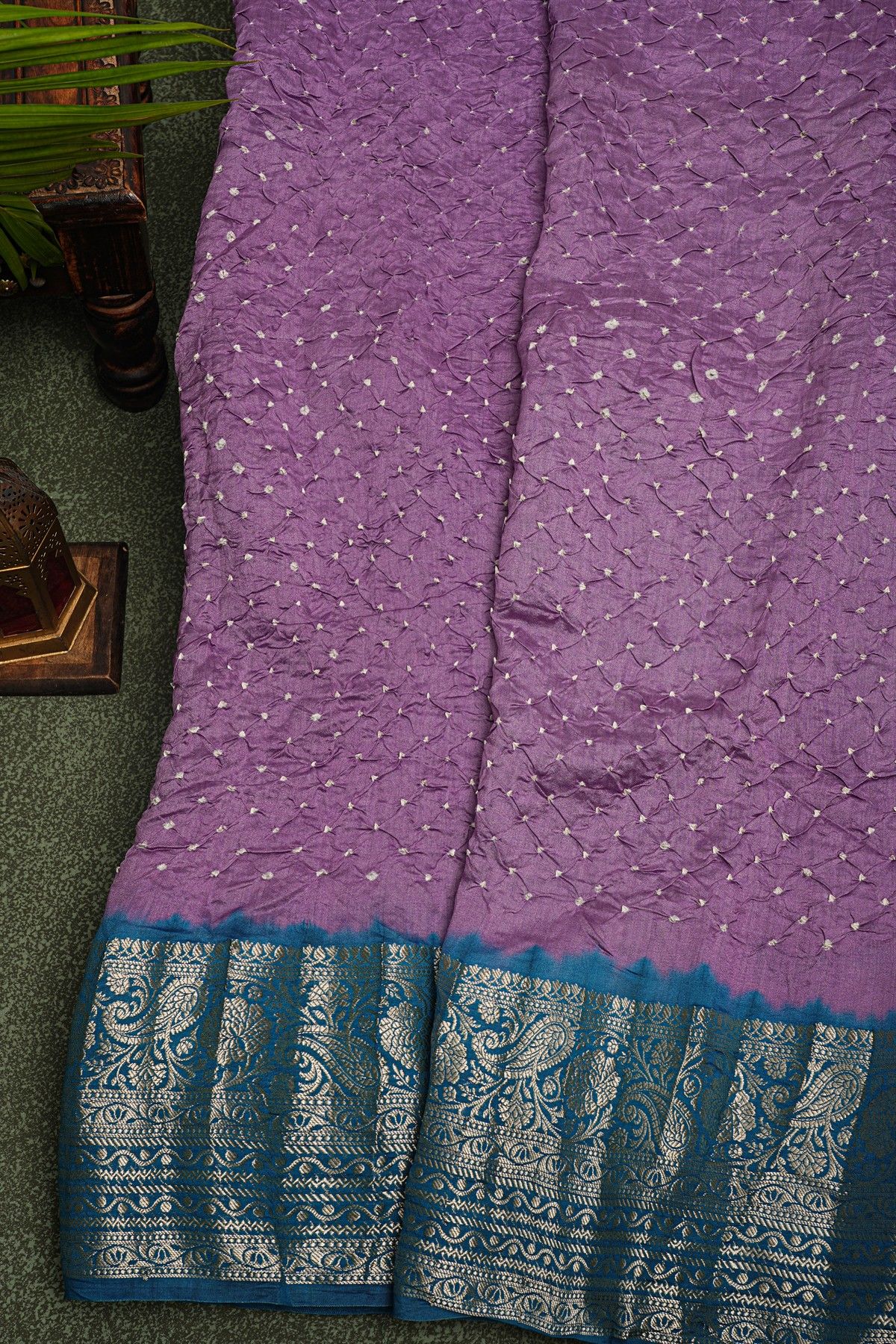 Bandhani Silk Purple Saree