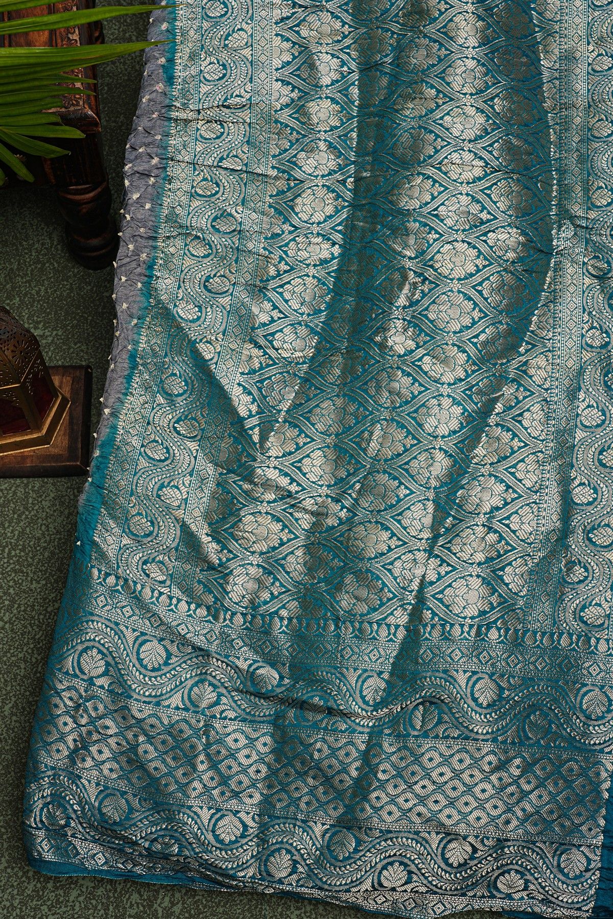 Bandhani Silk Grey Saree
