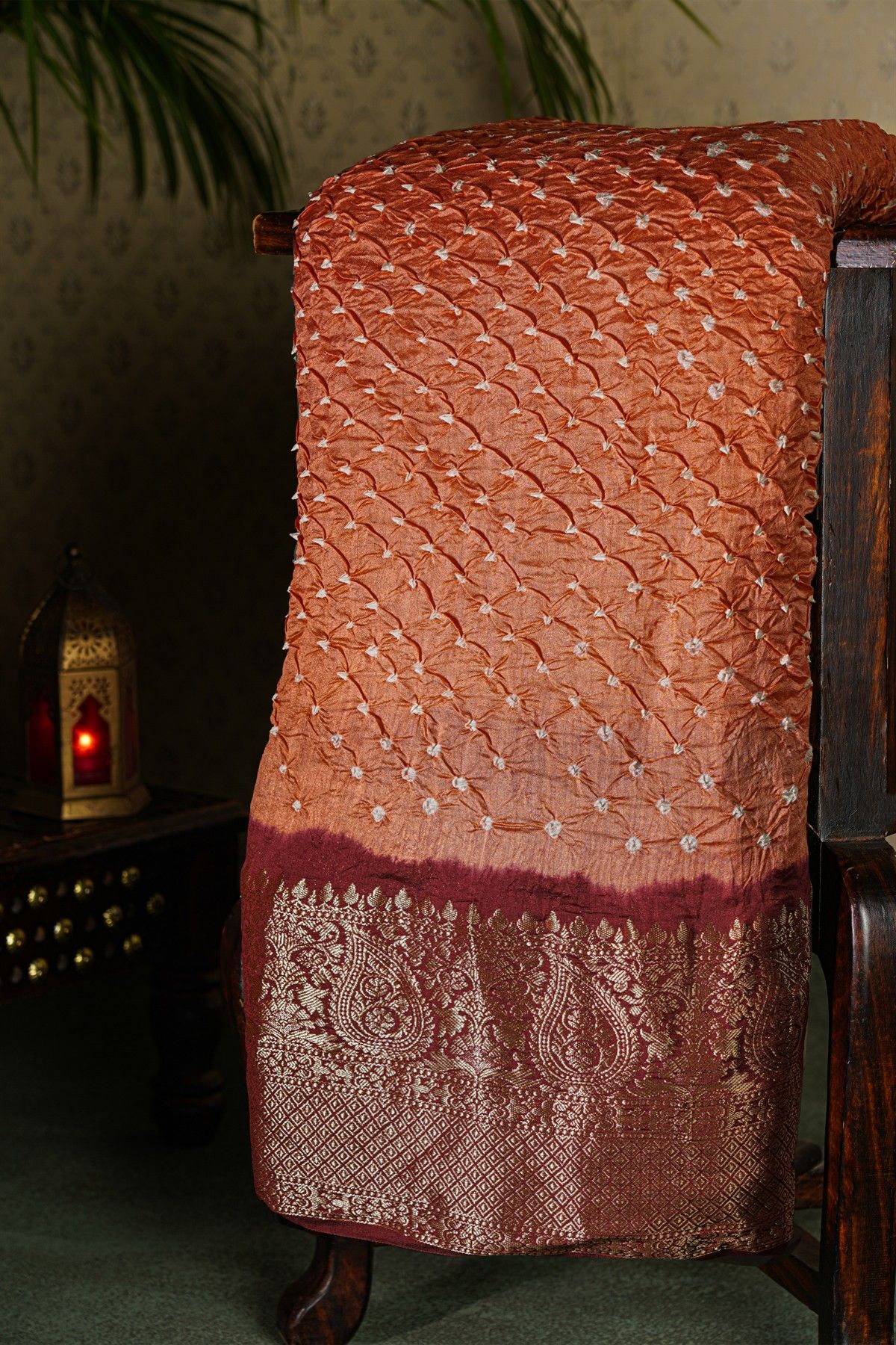 Bandhani Silk Orange Saree