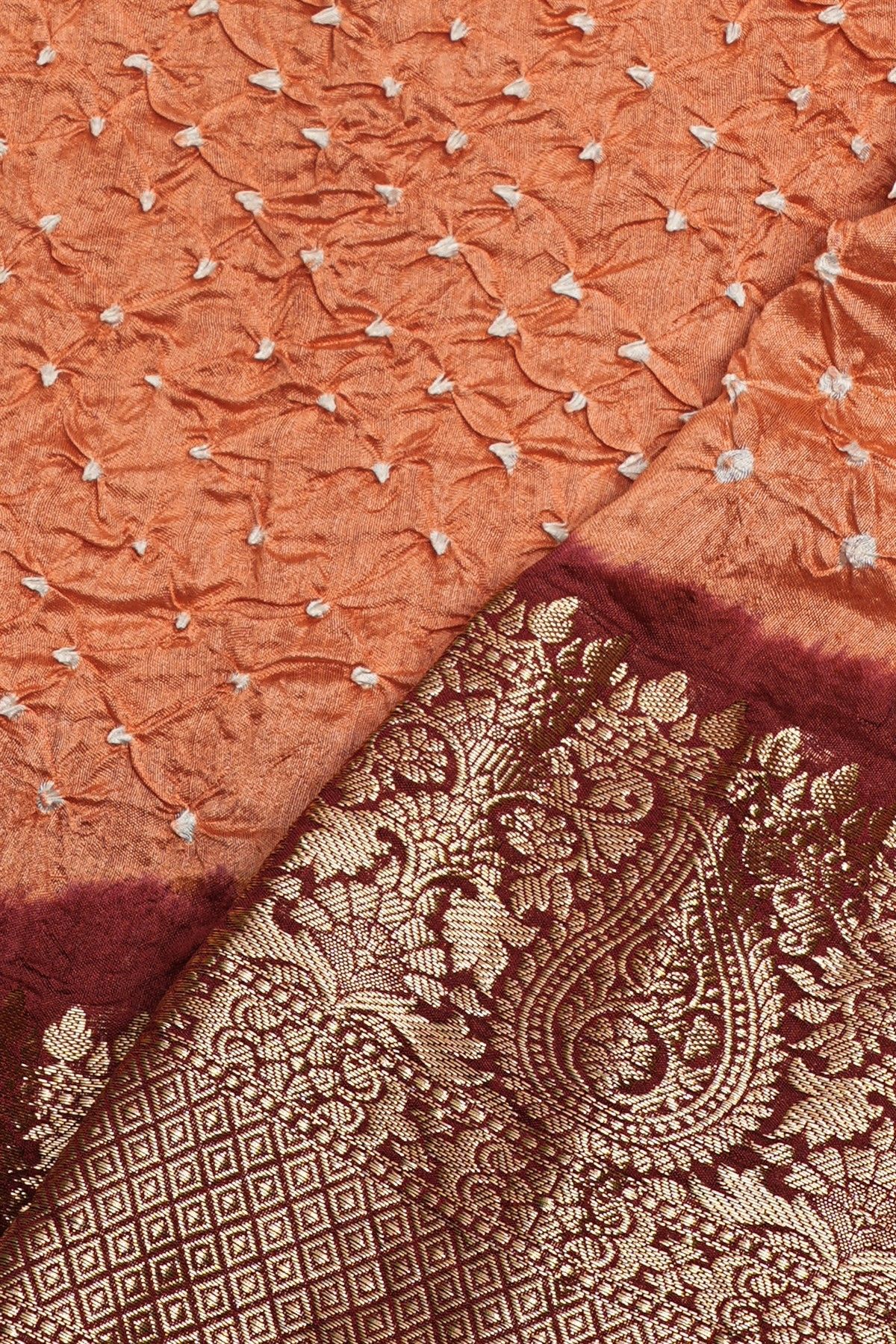 Bandhani Silk Orange Saree
