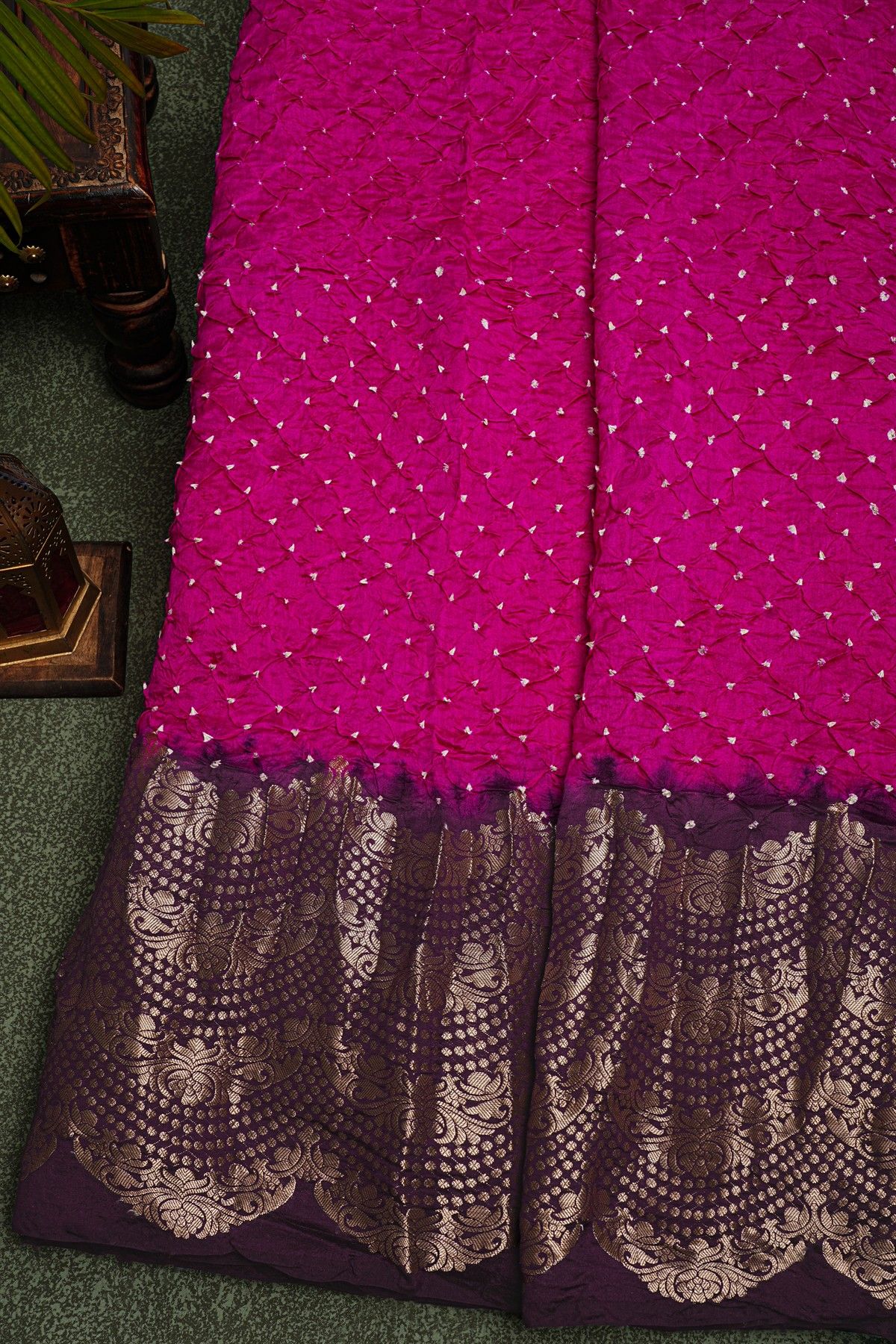 Bandhani Silk Pink Saree