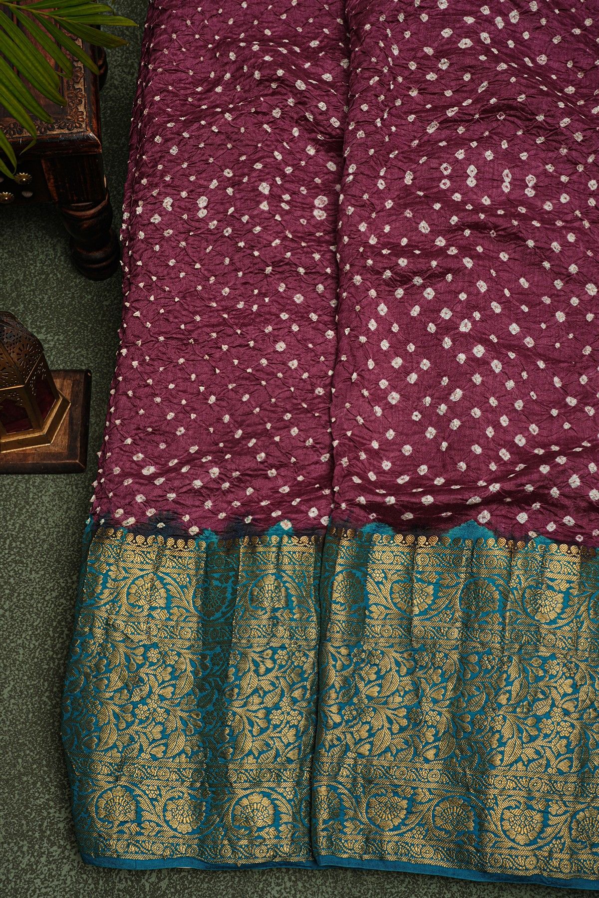 Bandhani Silk Wine Saree