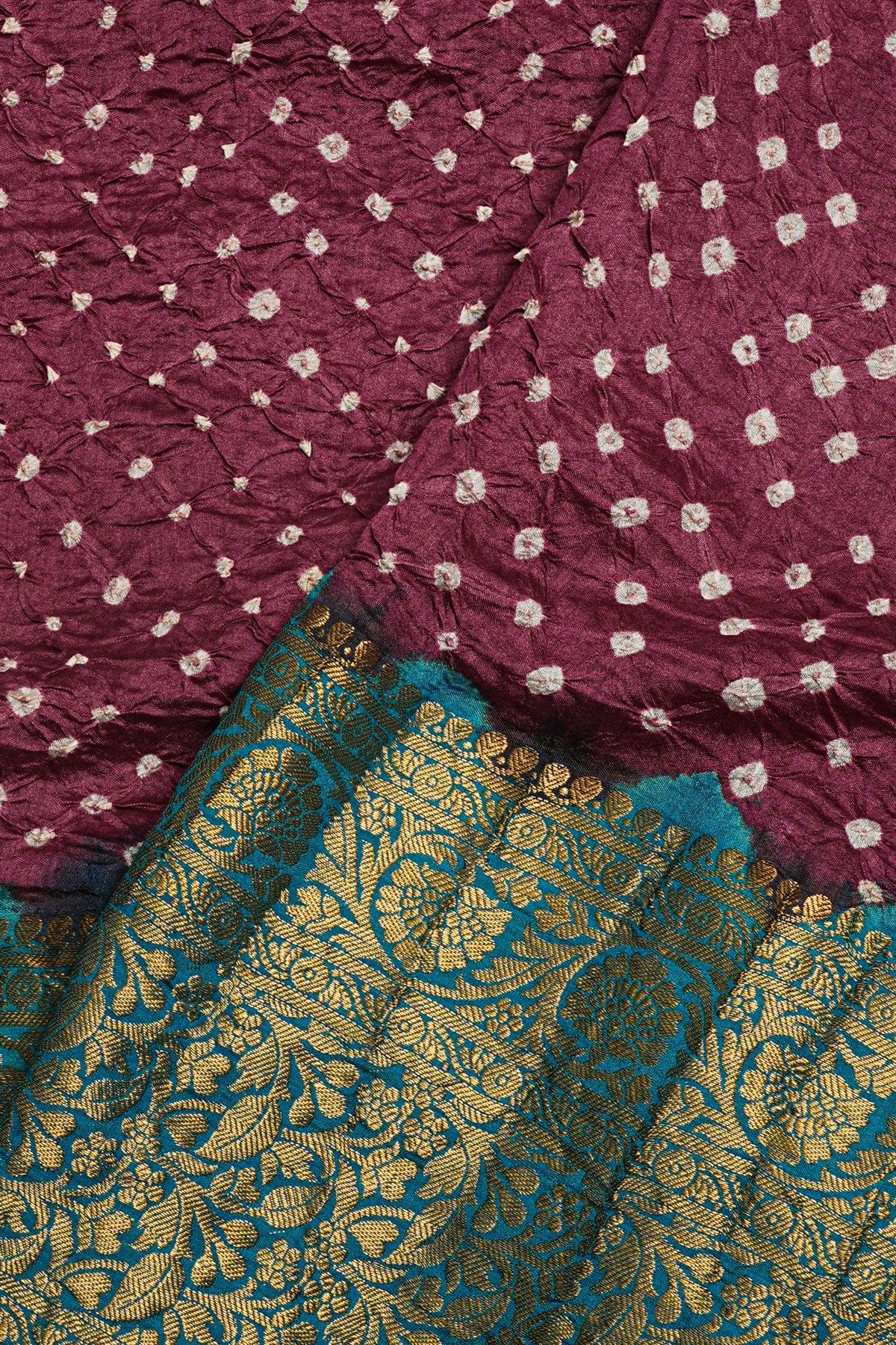 Bandhani Silk Wine Saree