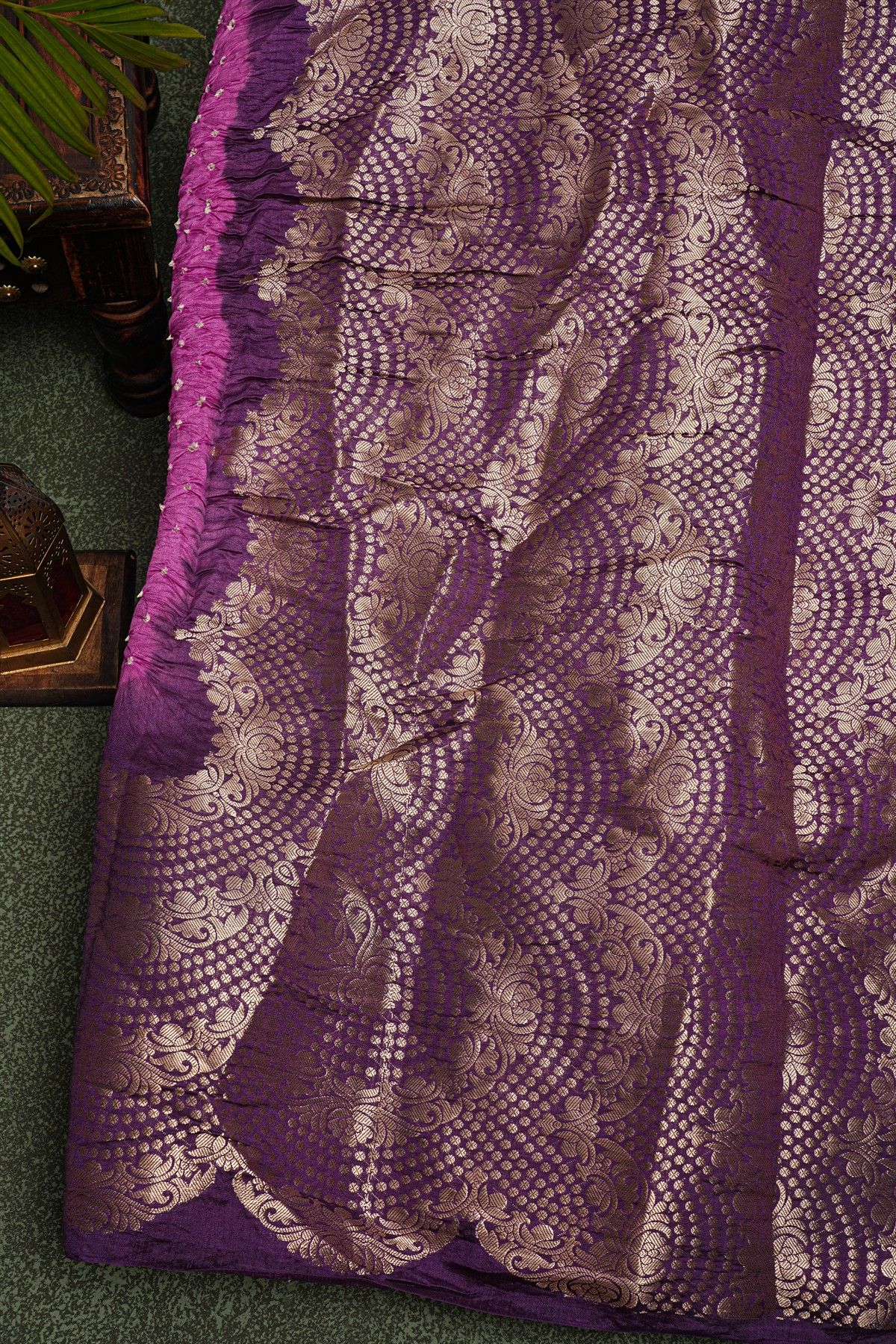 Bandhani Silk Purple Saree