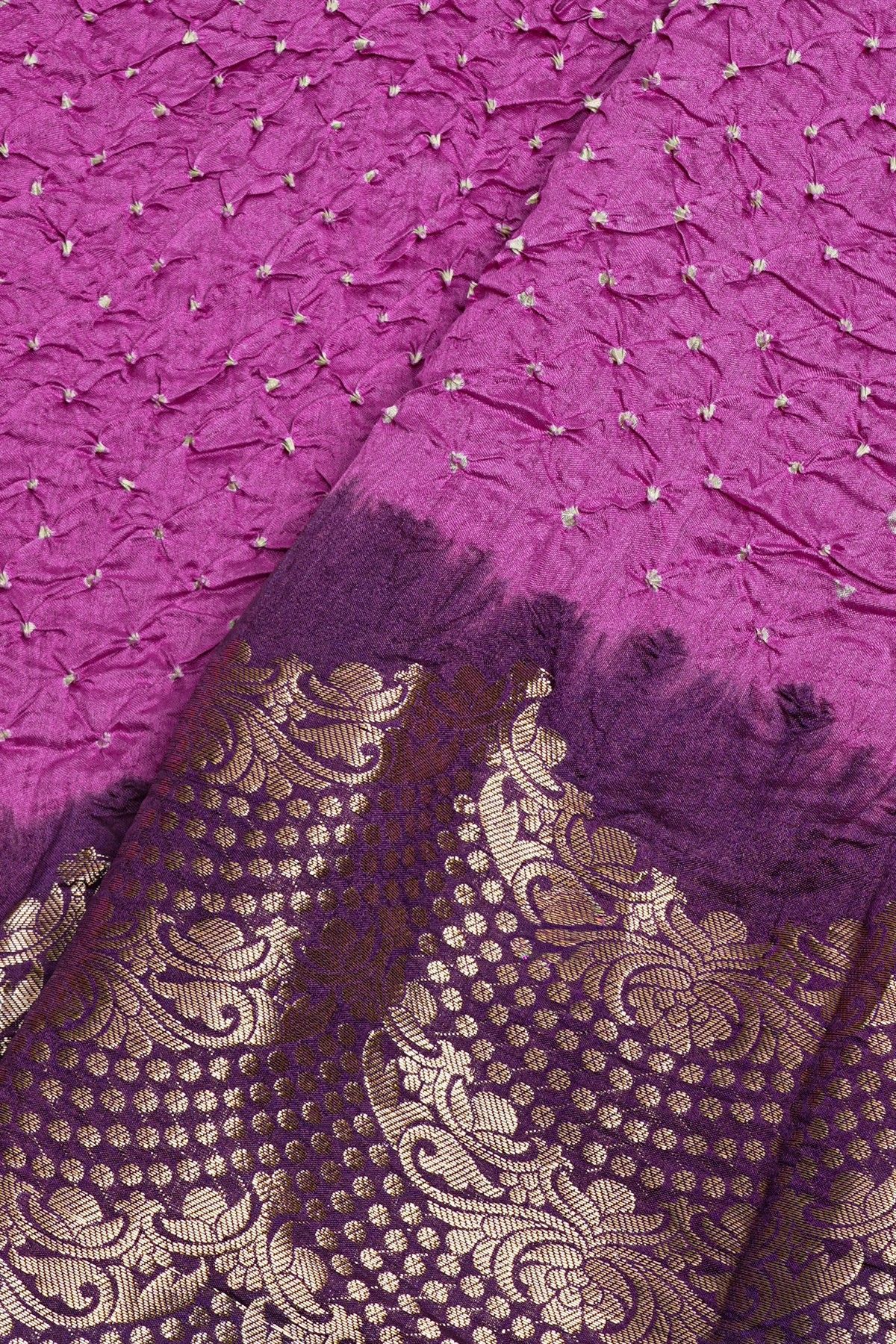 Bandhani Silk Purple Saree