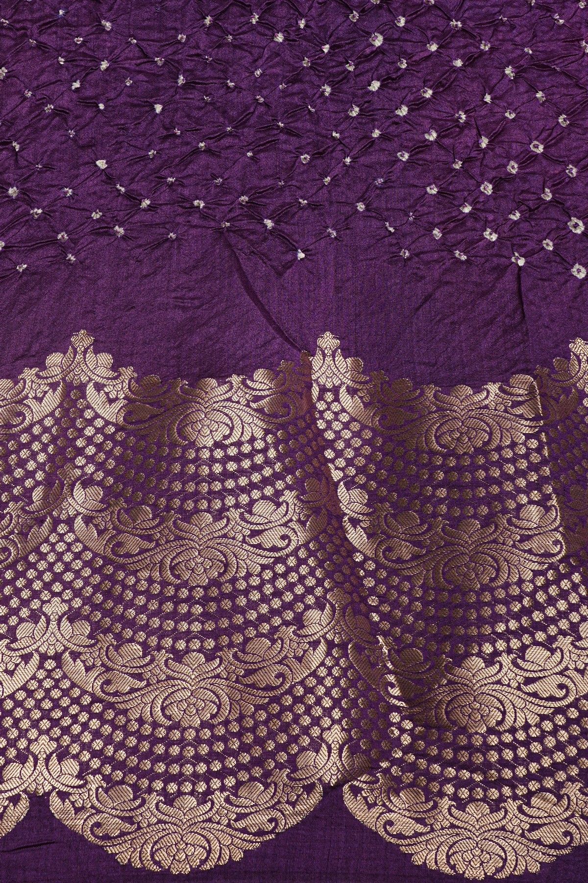 Bandhani Silk Purple Saree