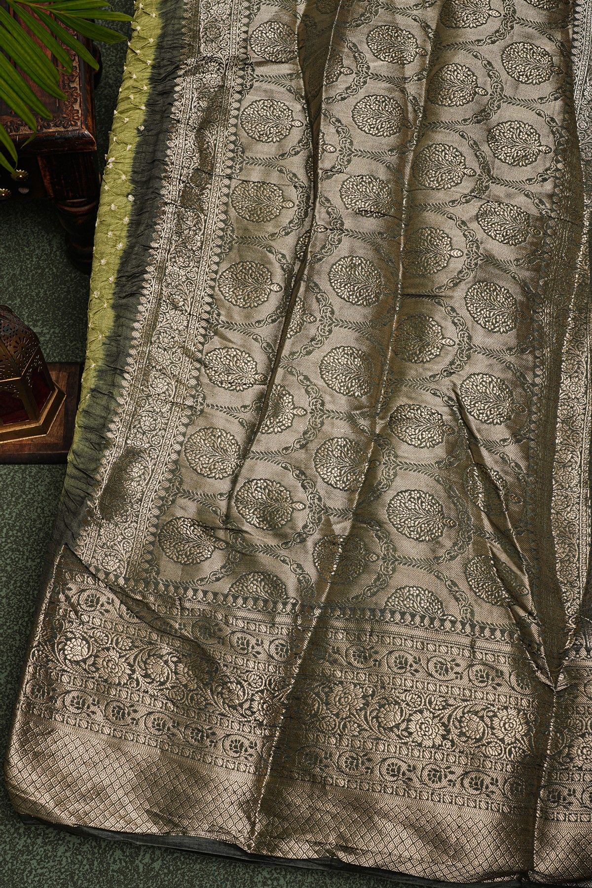 Bandhani Silk Green Saree