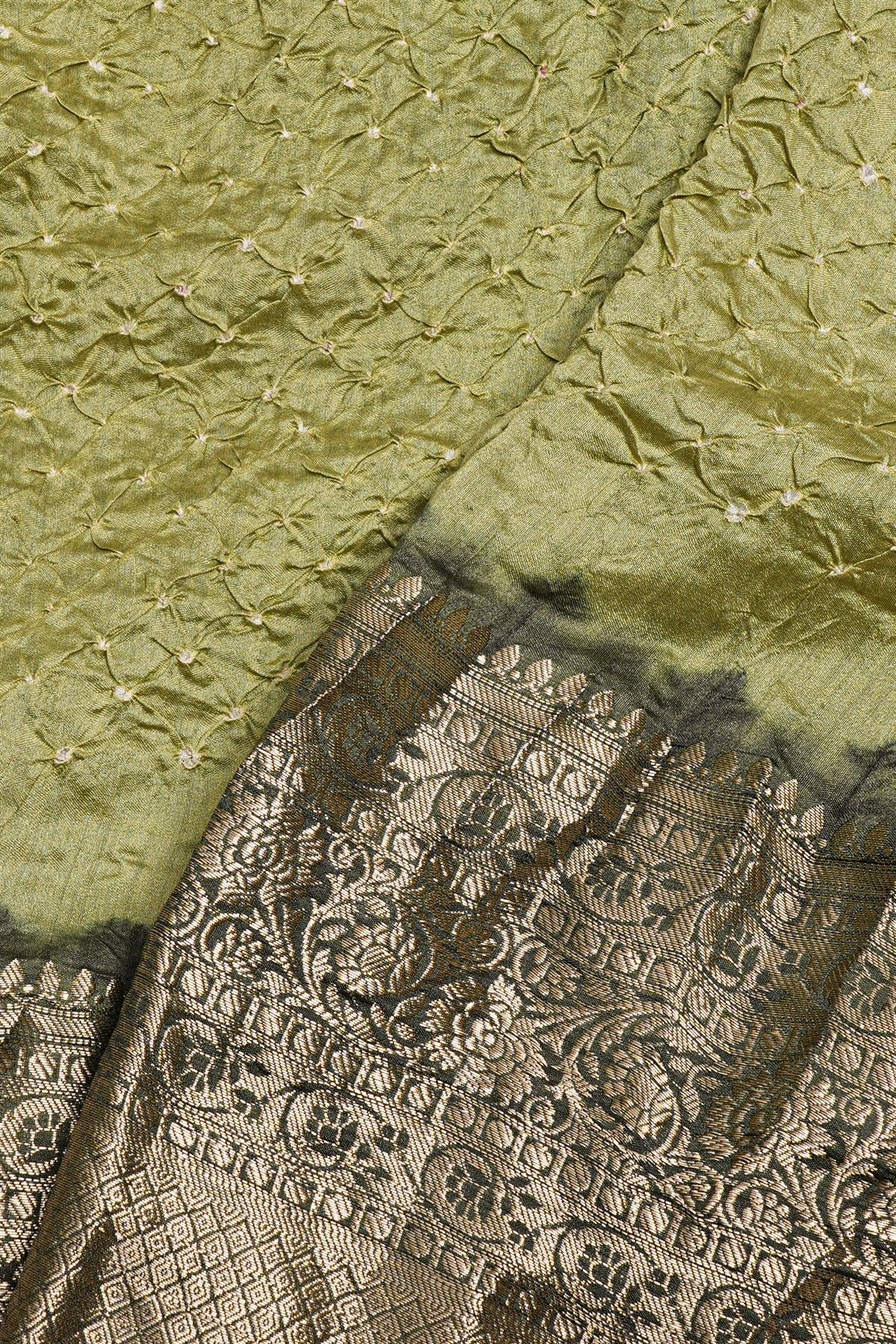 Bandhani Silk Green Saree