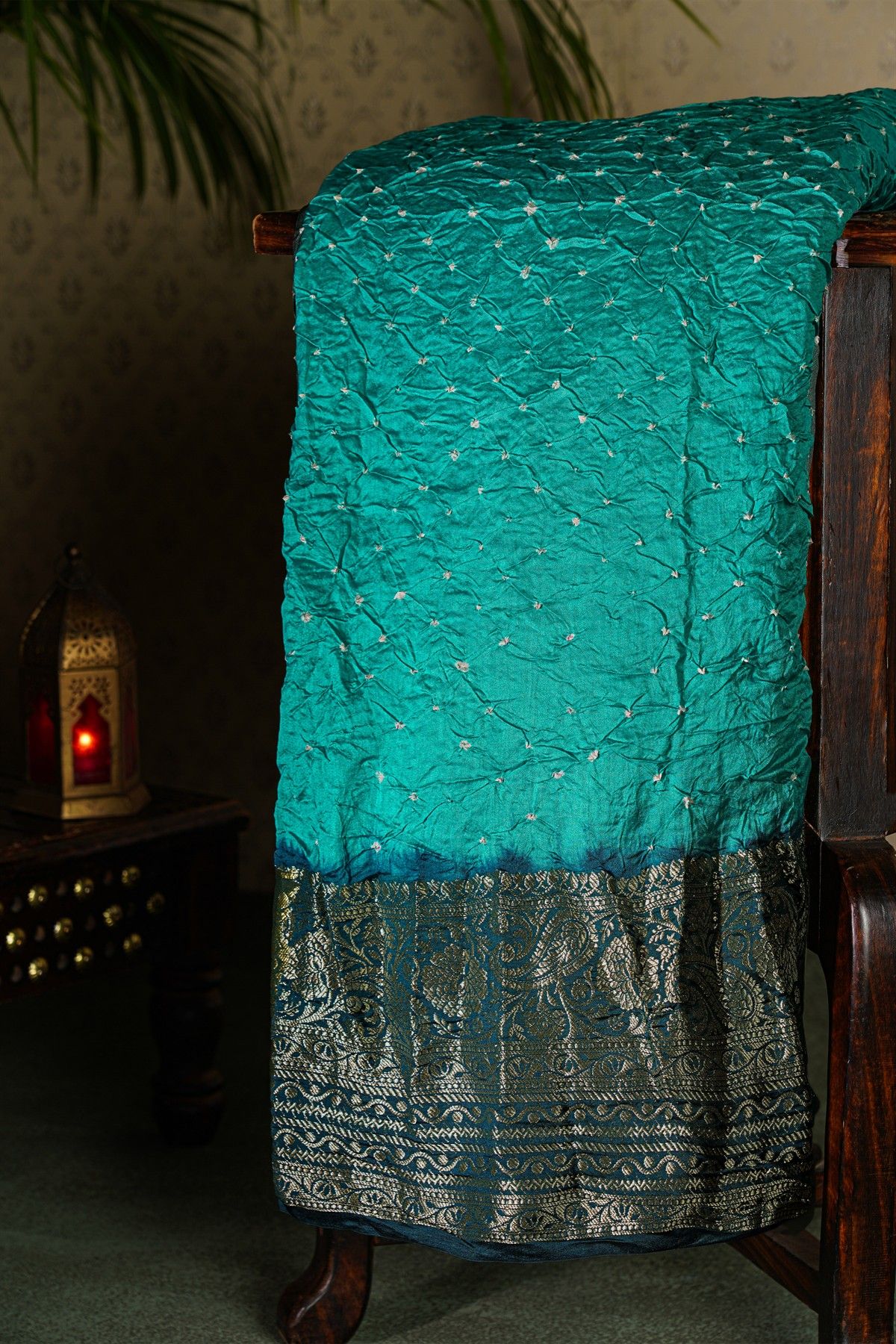 Bandhani Silk Sky Blue Saree