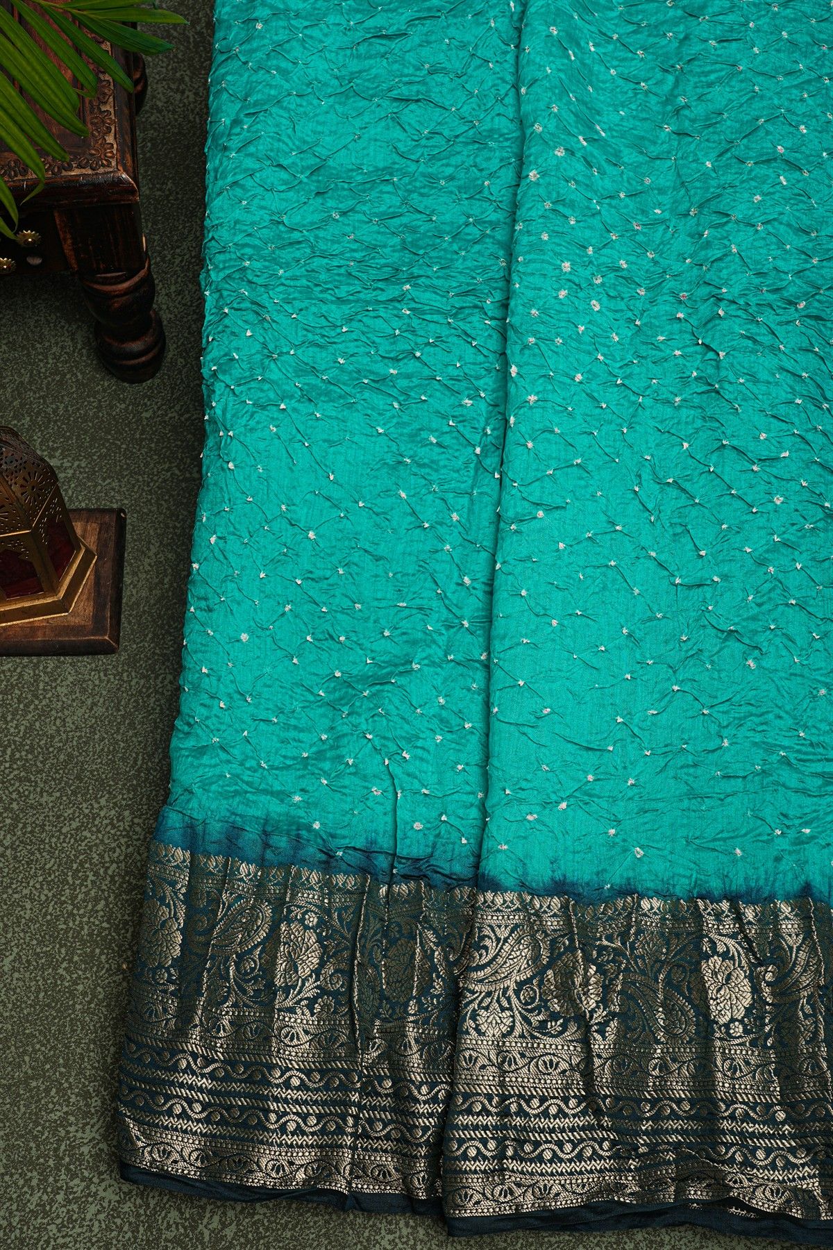 Bandhani Silk Sky Blue Saree