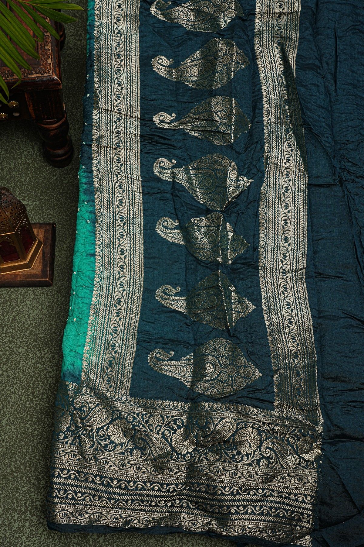 Bandhani Silk Sky Blue Saree