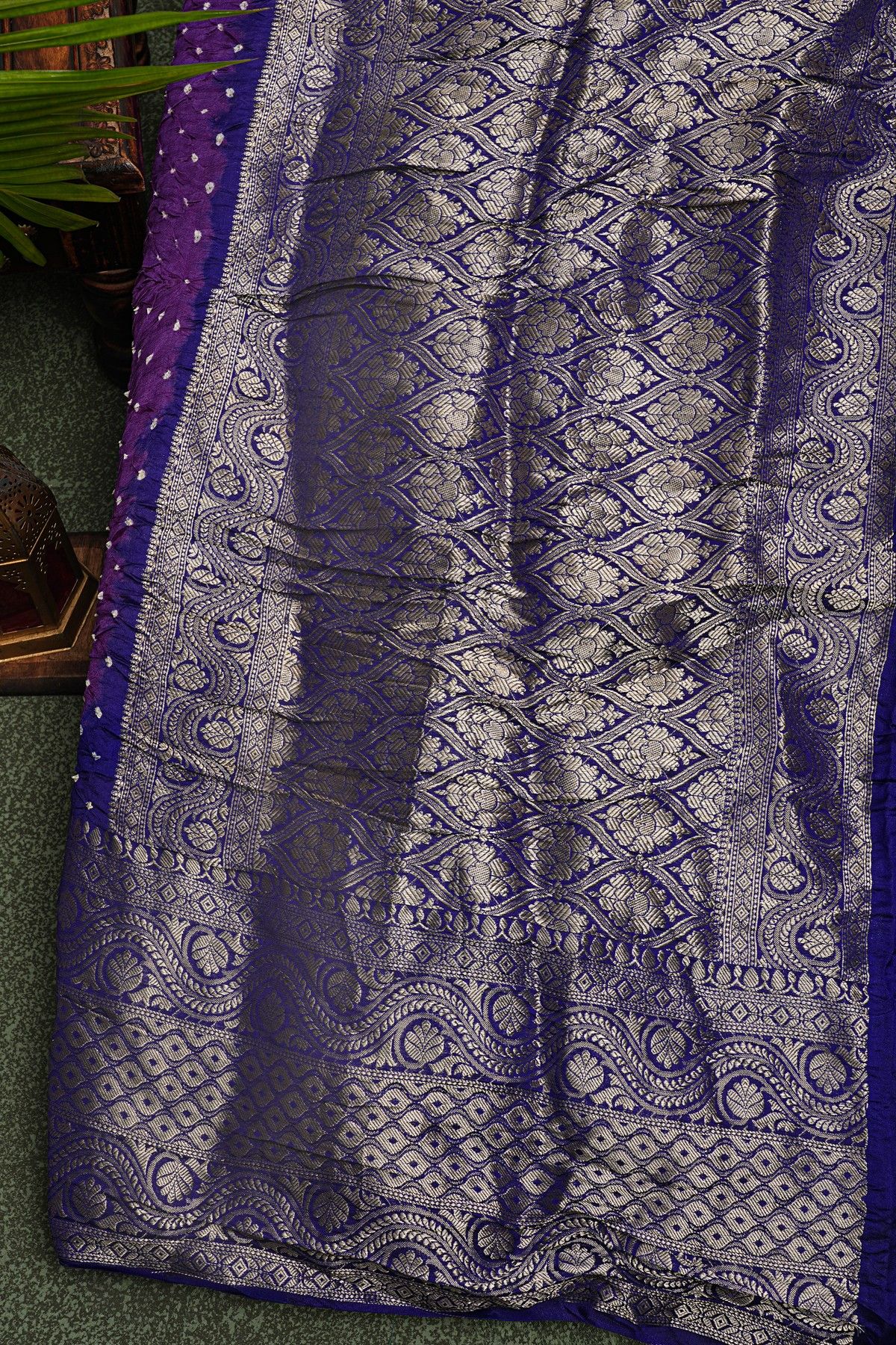 Bandhani Silk Purple Saree