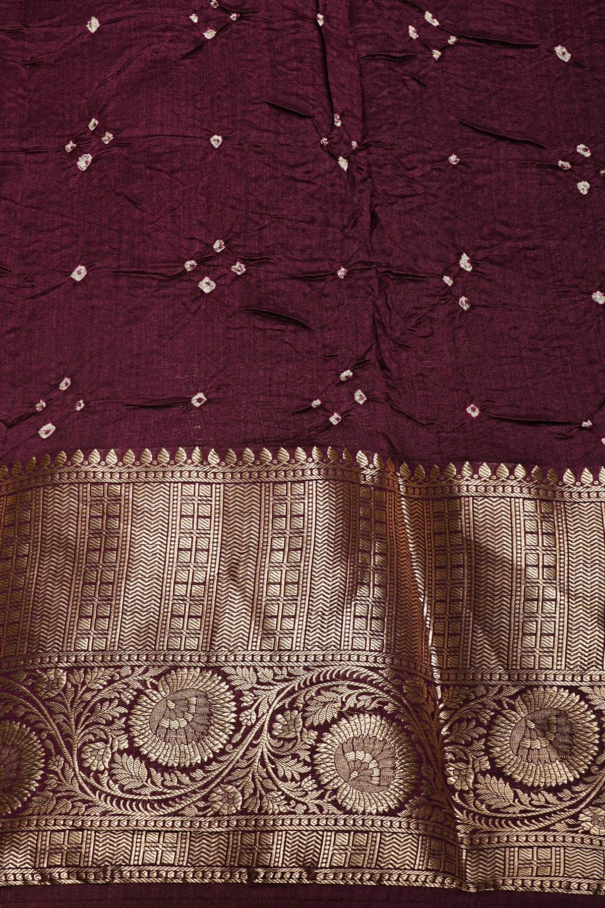 Bandhani Silk Grey Saree