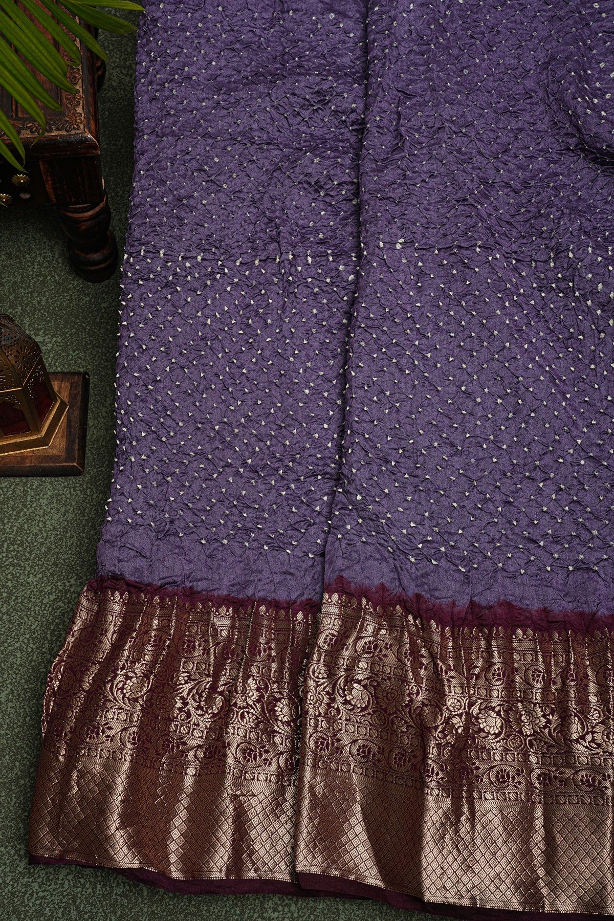 Bandhani Silk Purple Saree