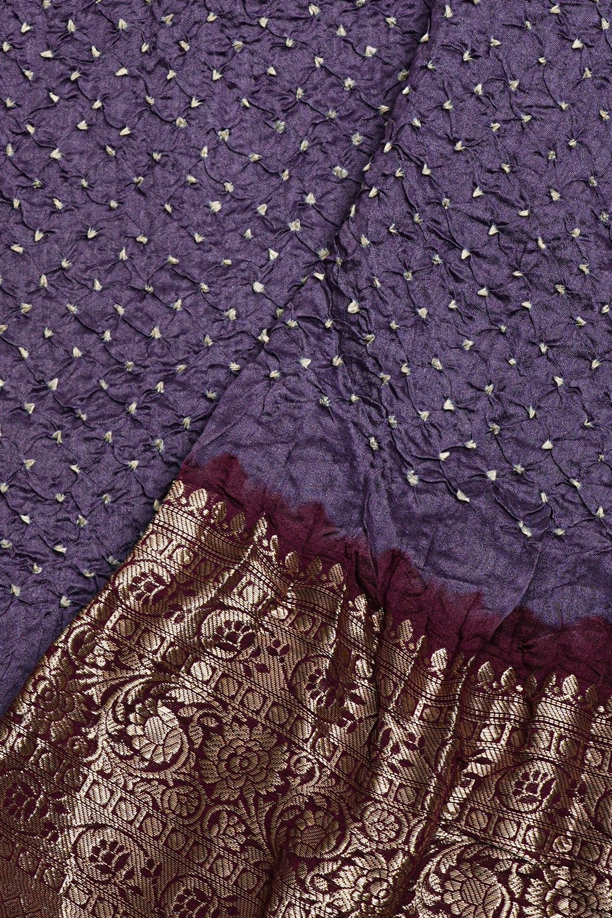 Bandhani Silk Purple Saree