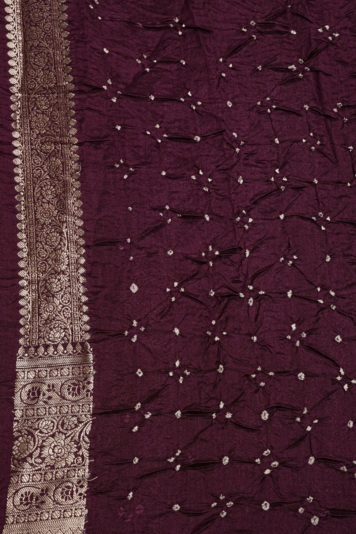 Bandhani Silk Purple Saree